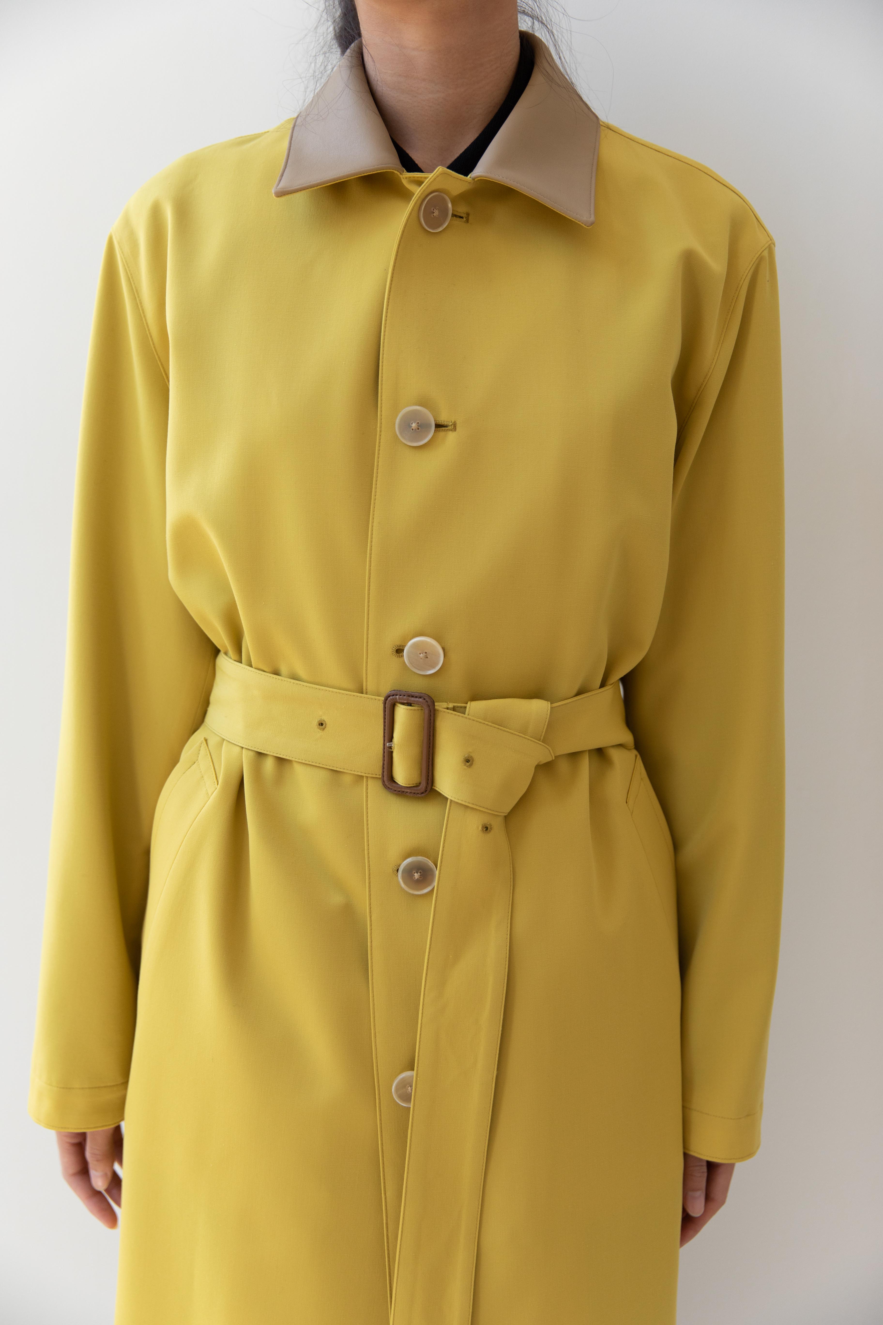 Auralee | Wool Max Canvas Coat in Mustard Yellow - Image 7