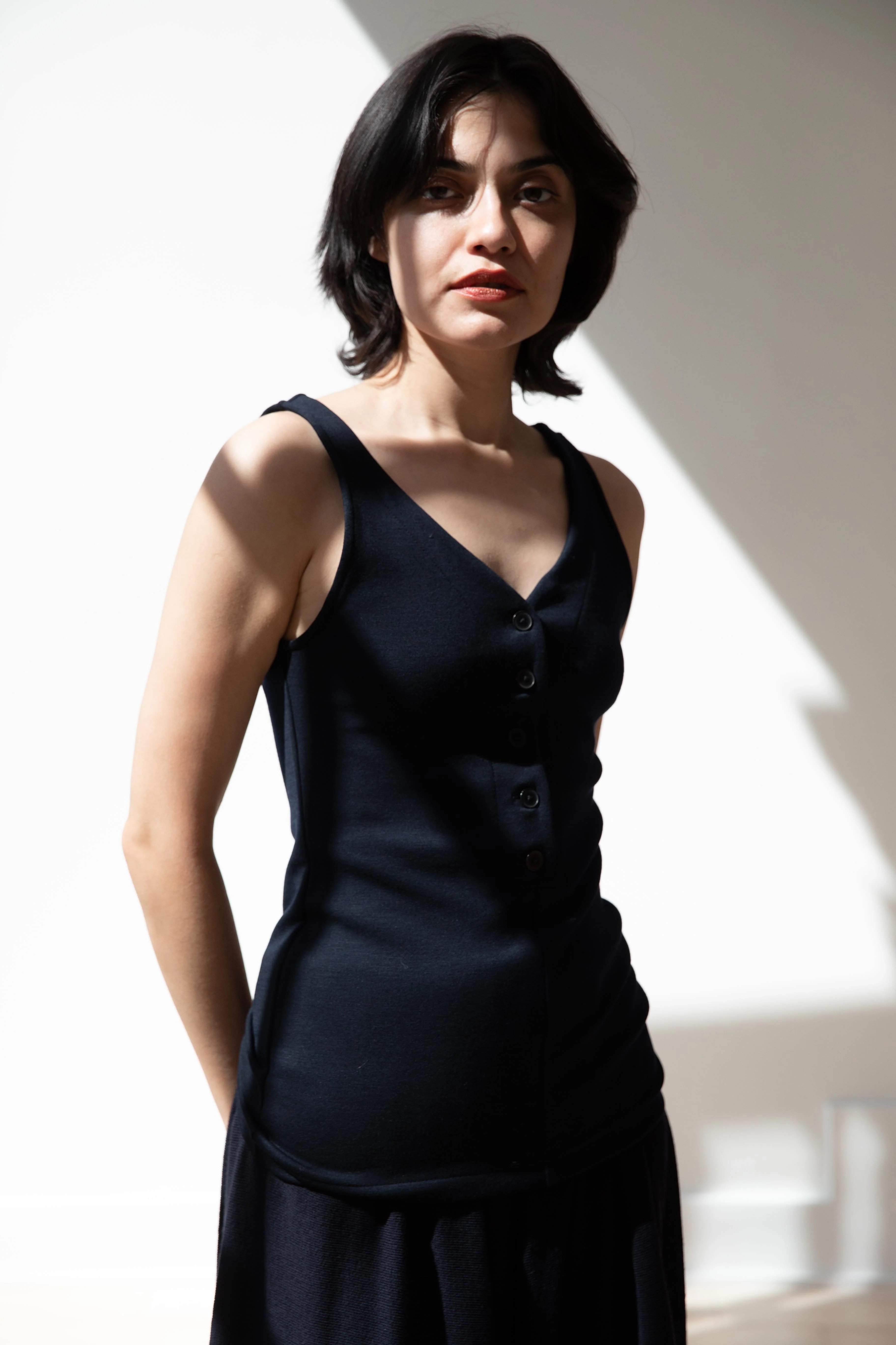 Auralee | Wool Stretch Double Jersey Tank in Dark Navy - Image 18