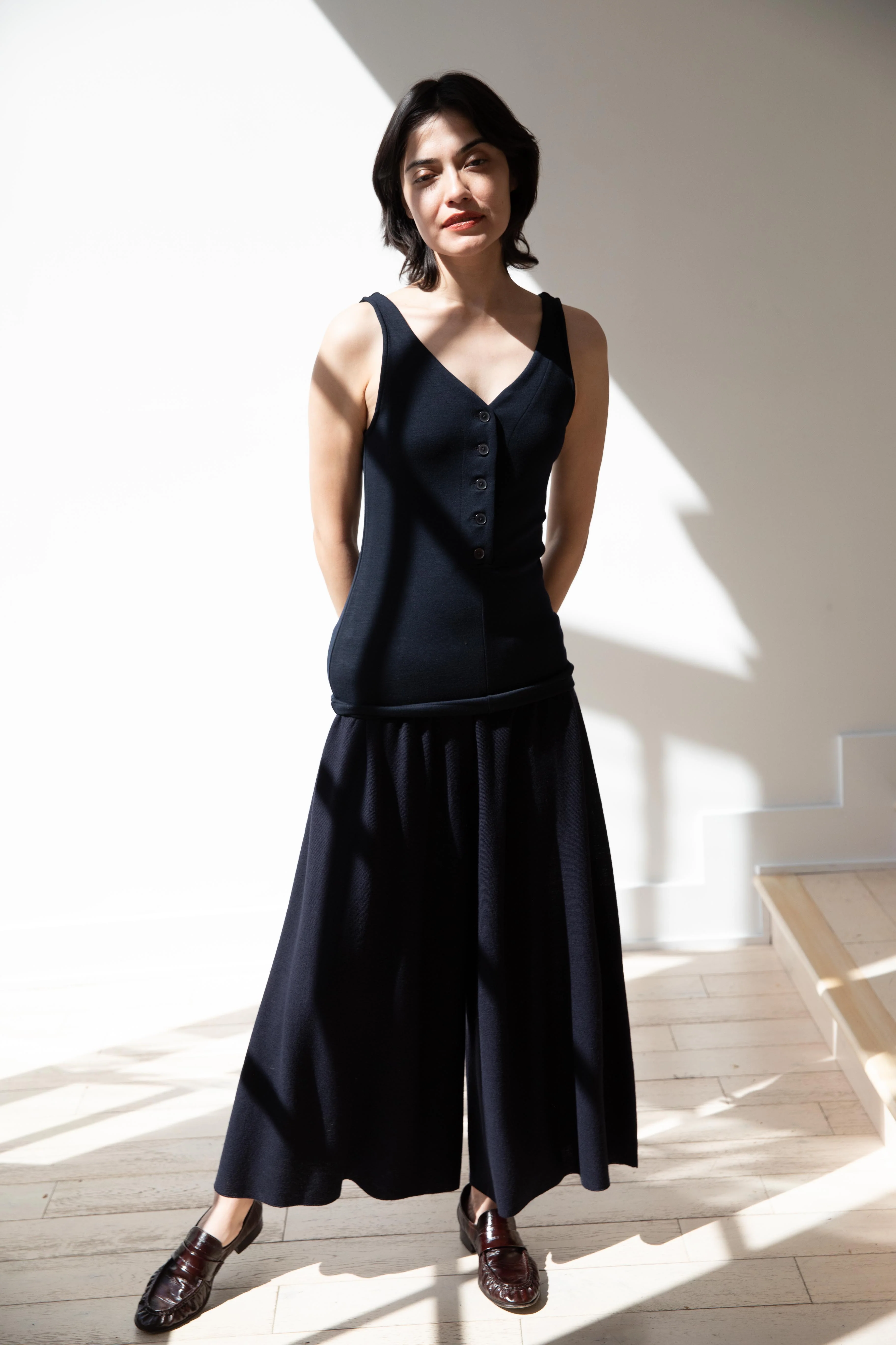 Auralee | Wool Stretch Double Jersey Tank in Dark Navy - Image 22