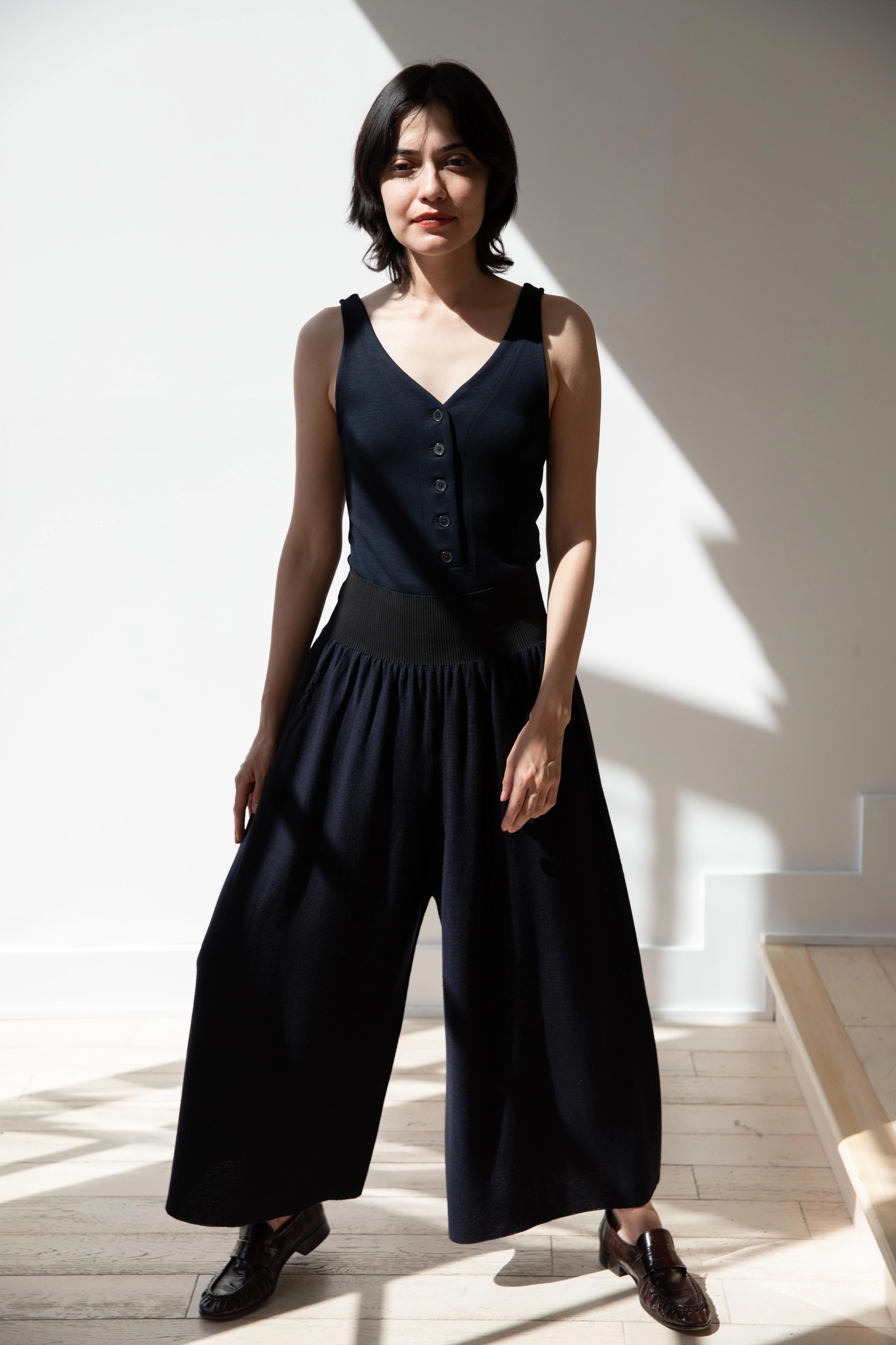 Auralee | Wool Stretch Double Jersey Tank in Dark Navy - Image 36