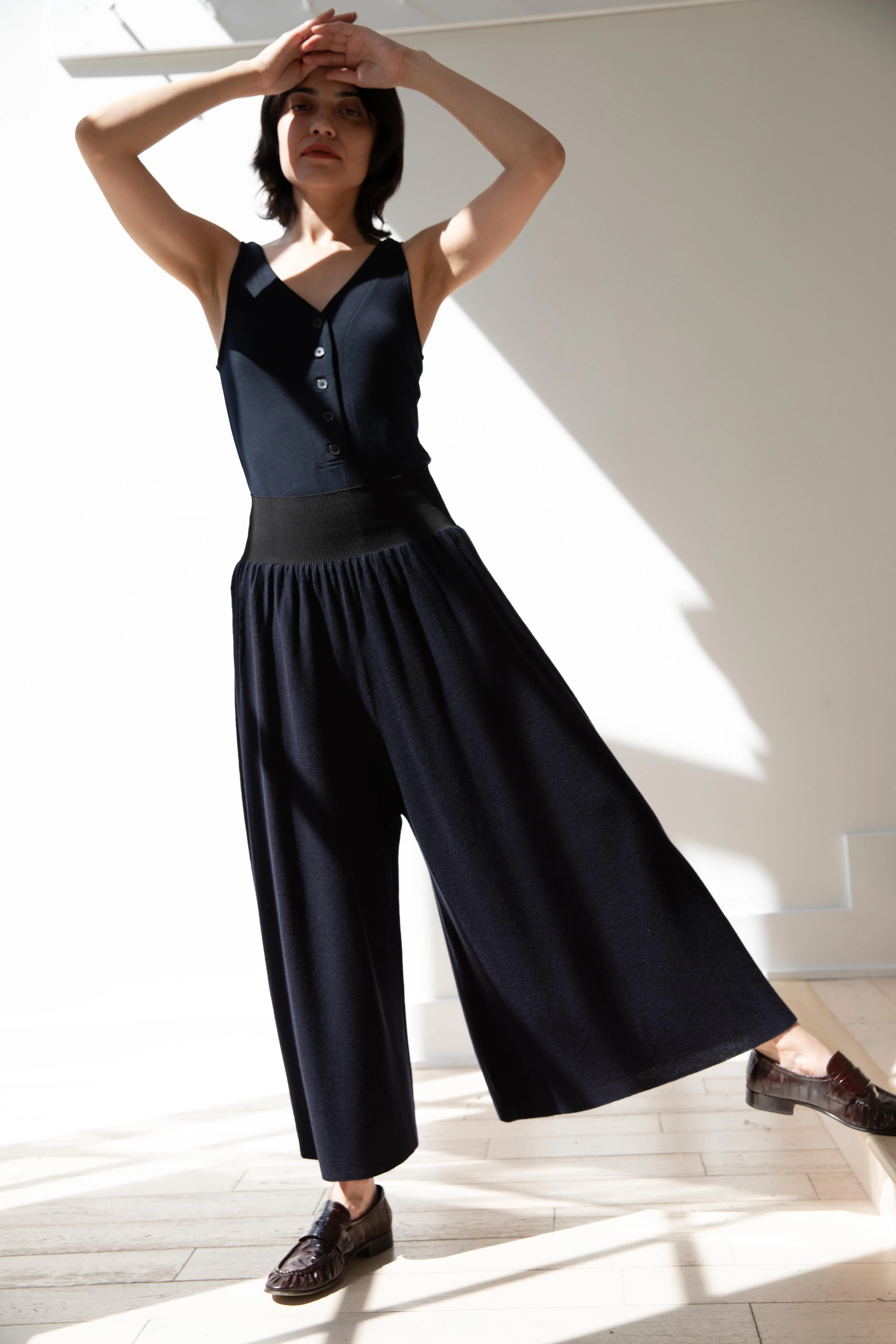 Auralee | Wool Stretch Double Jersey Tank in Dark Navy - Image 39