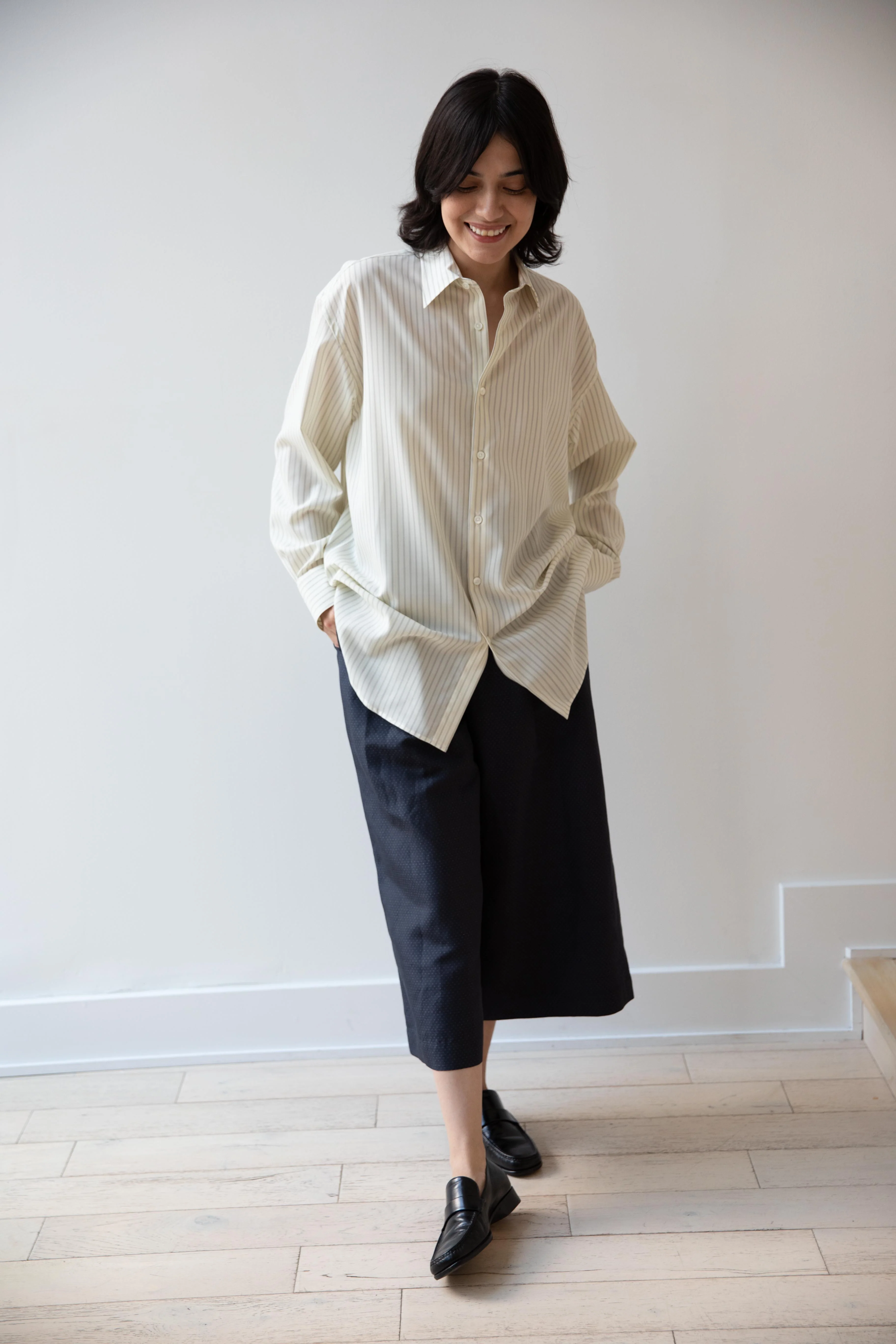 Auralee | Stripe Shirt in Ivory - Image 3