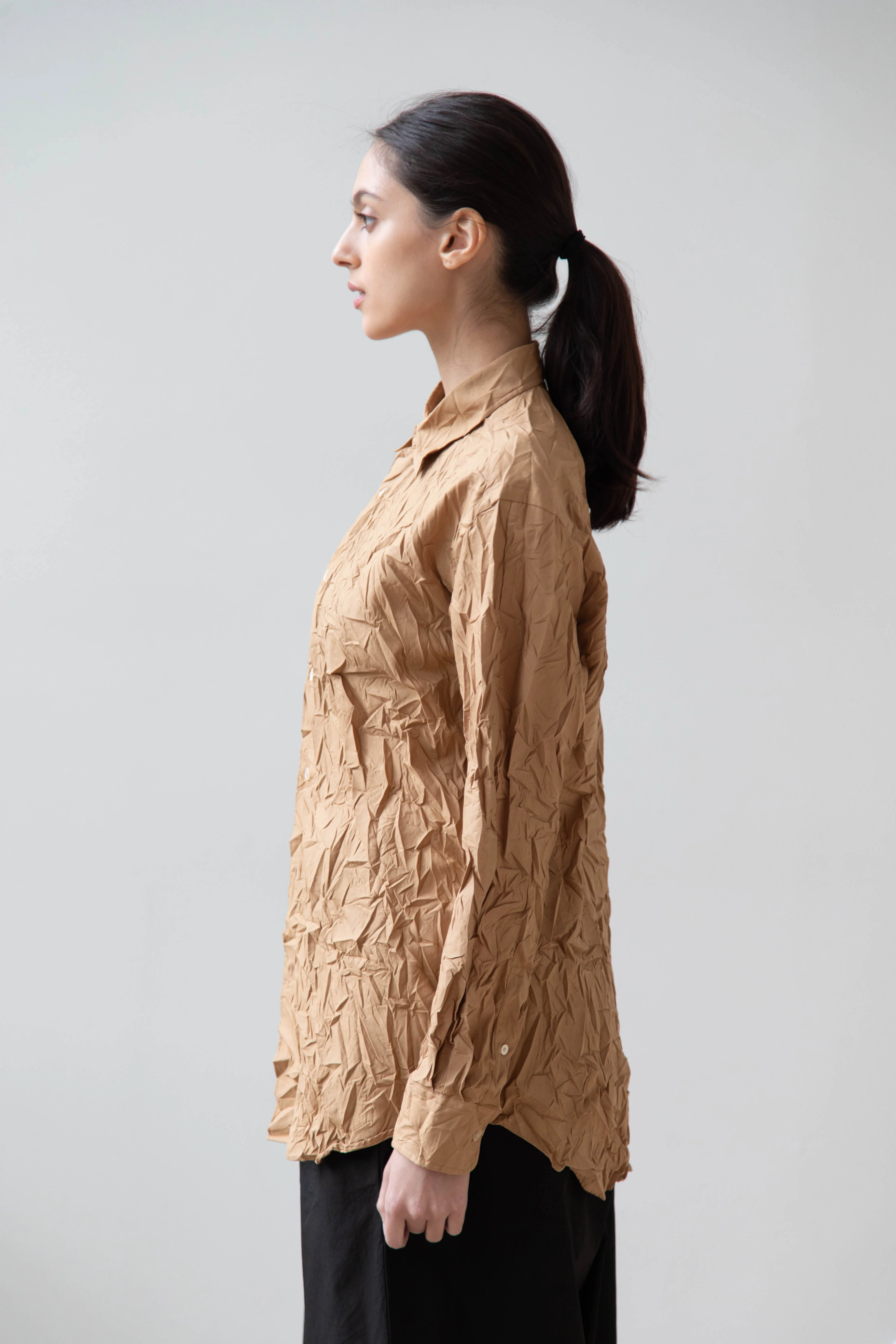 Auralee | Wrinkled Washed Finx Shirt in Brown - Image 28