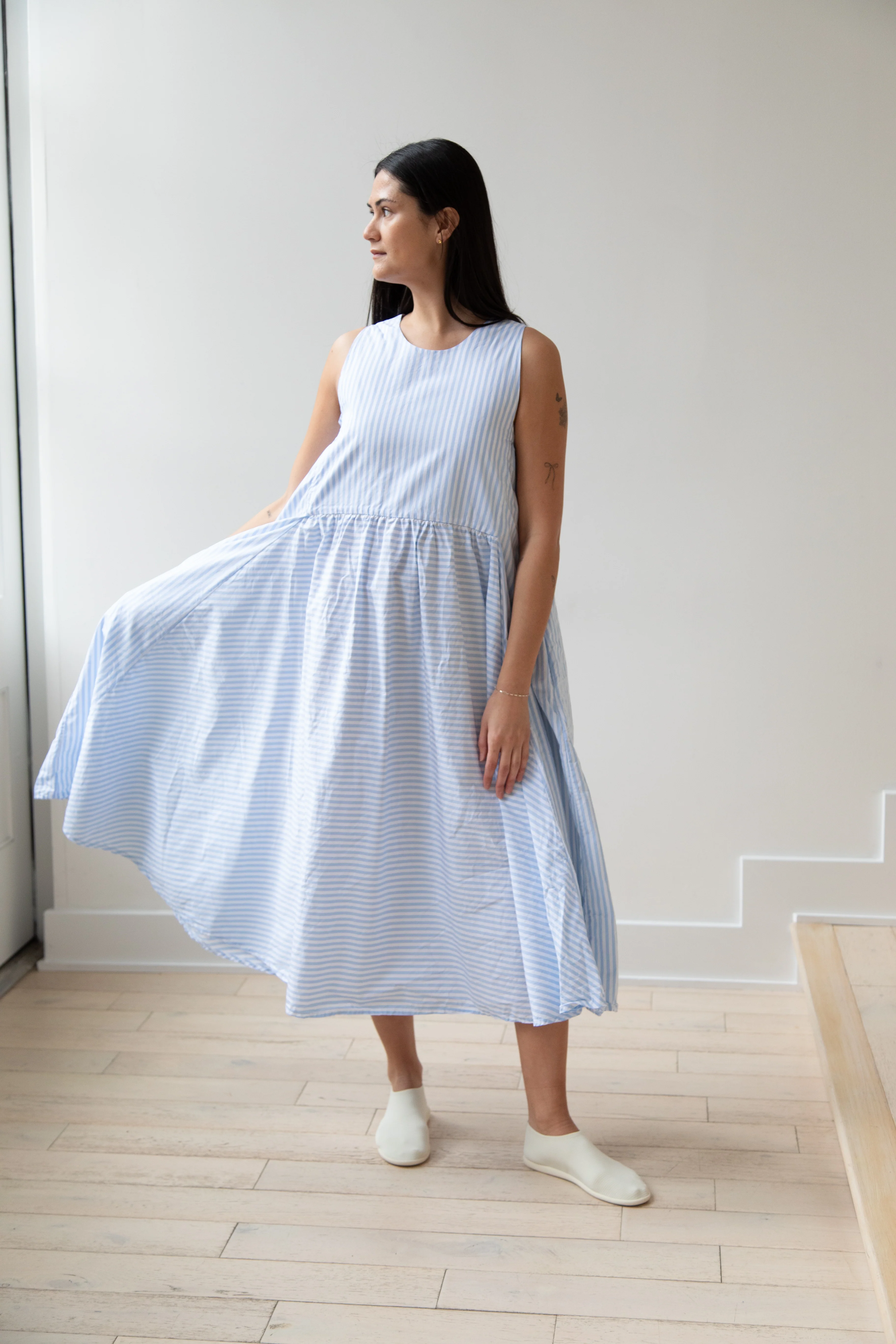 Bergfabel | Apron Dress in Striped Cotton - Image 16