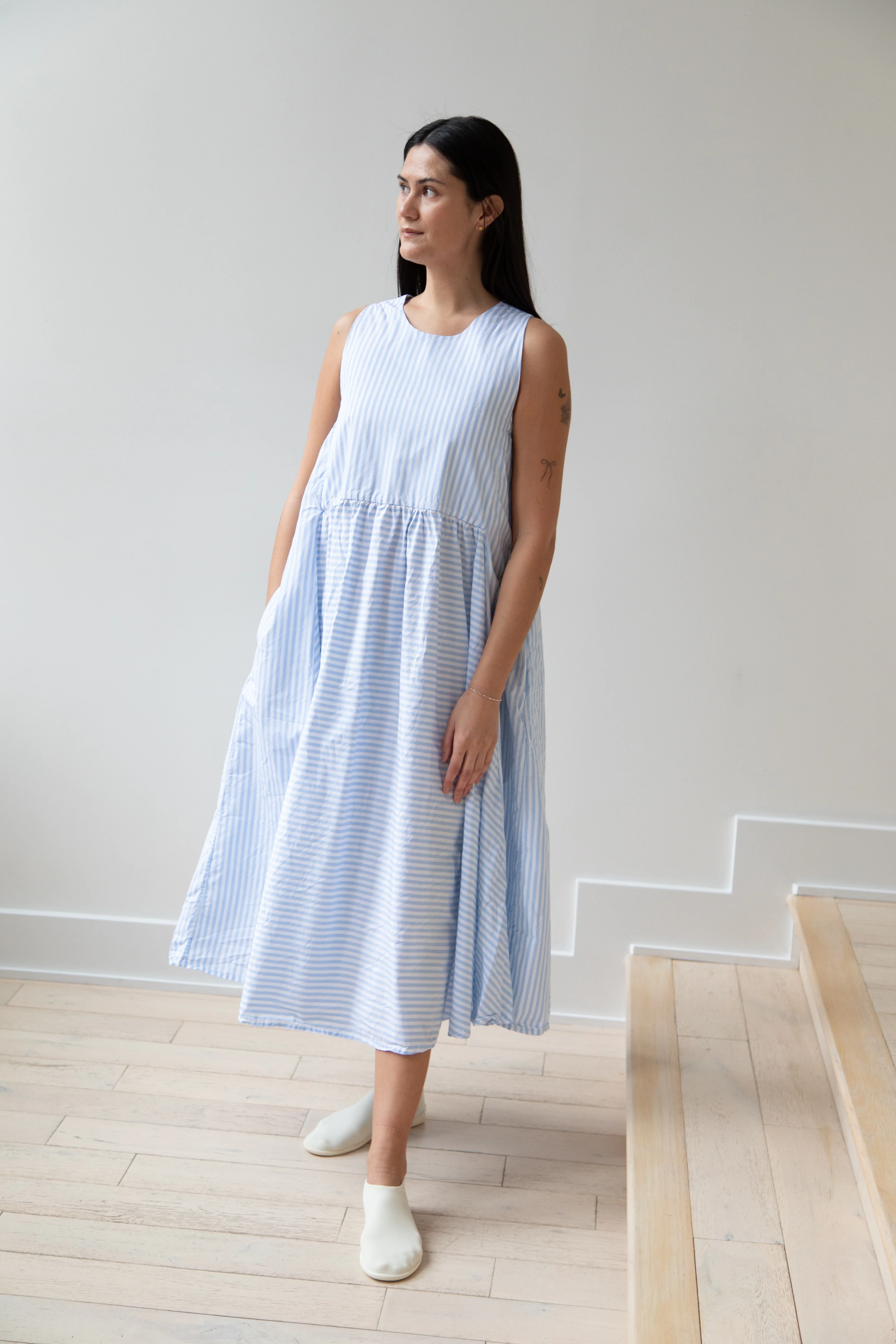 Bergfabel | Apron Dress in Striped Cotton - Image 17
