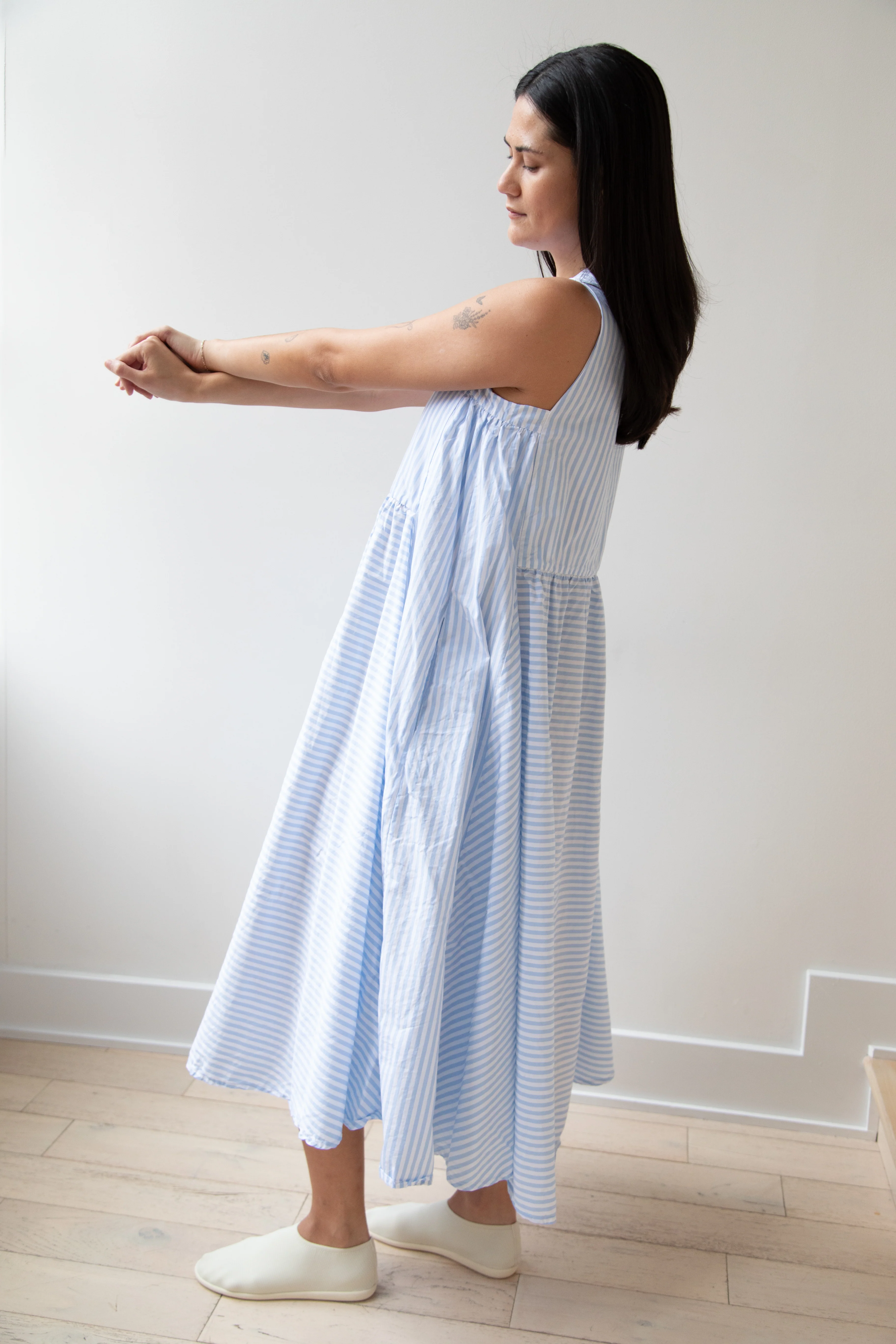 Bergfabel | Apron Dress in Striped Cotton - Image 24