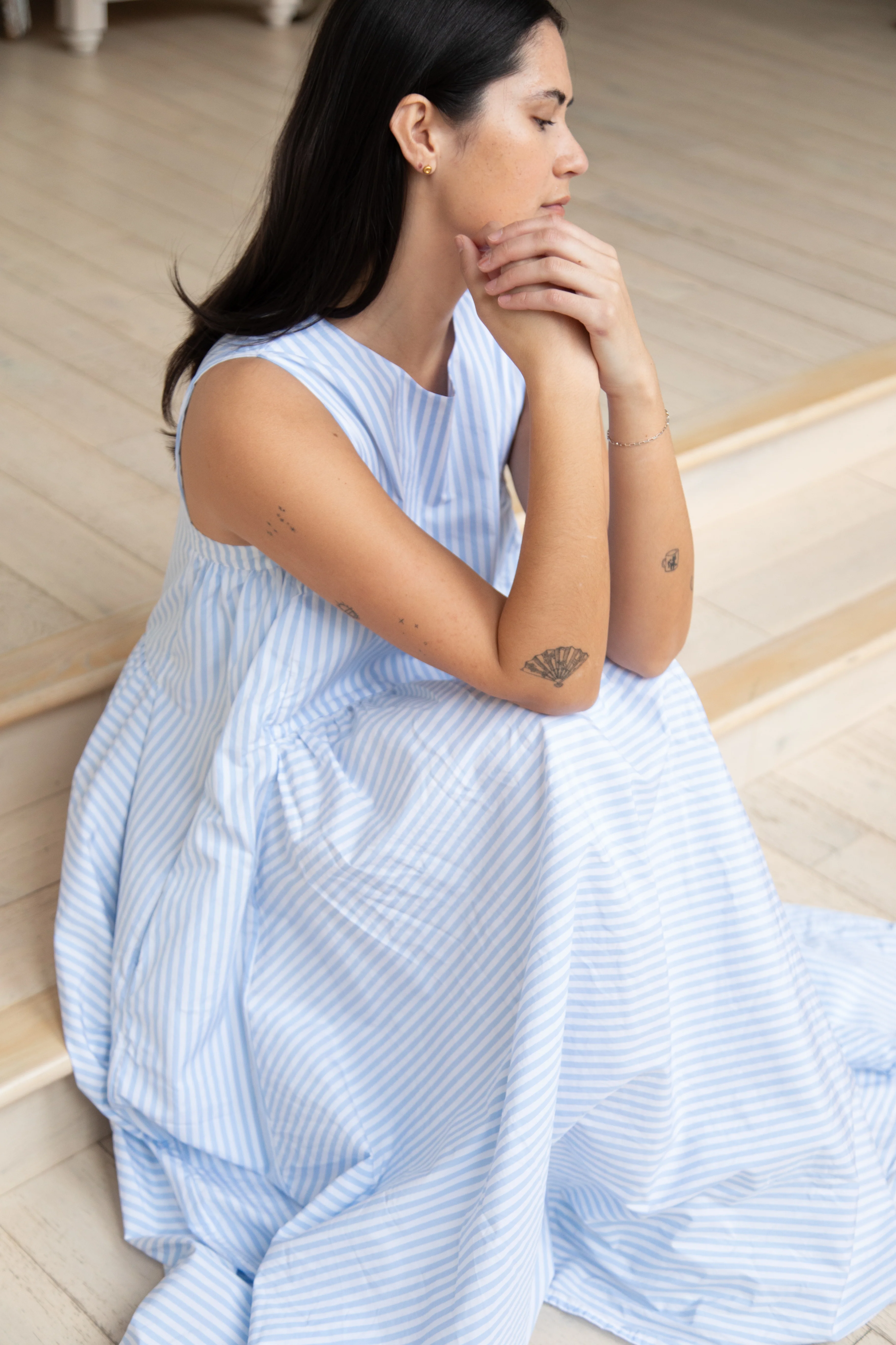 Bergfabel | Apron Dress in Striped Cotton - Image 25