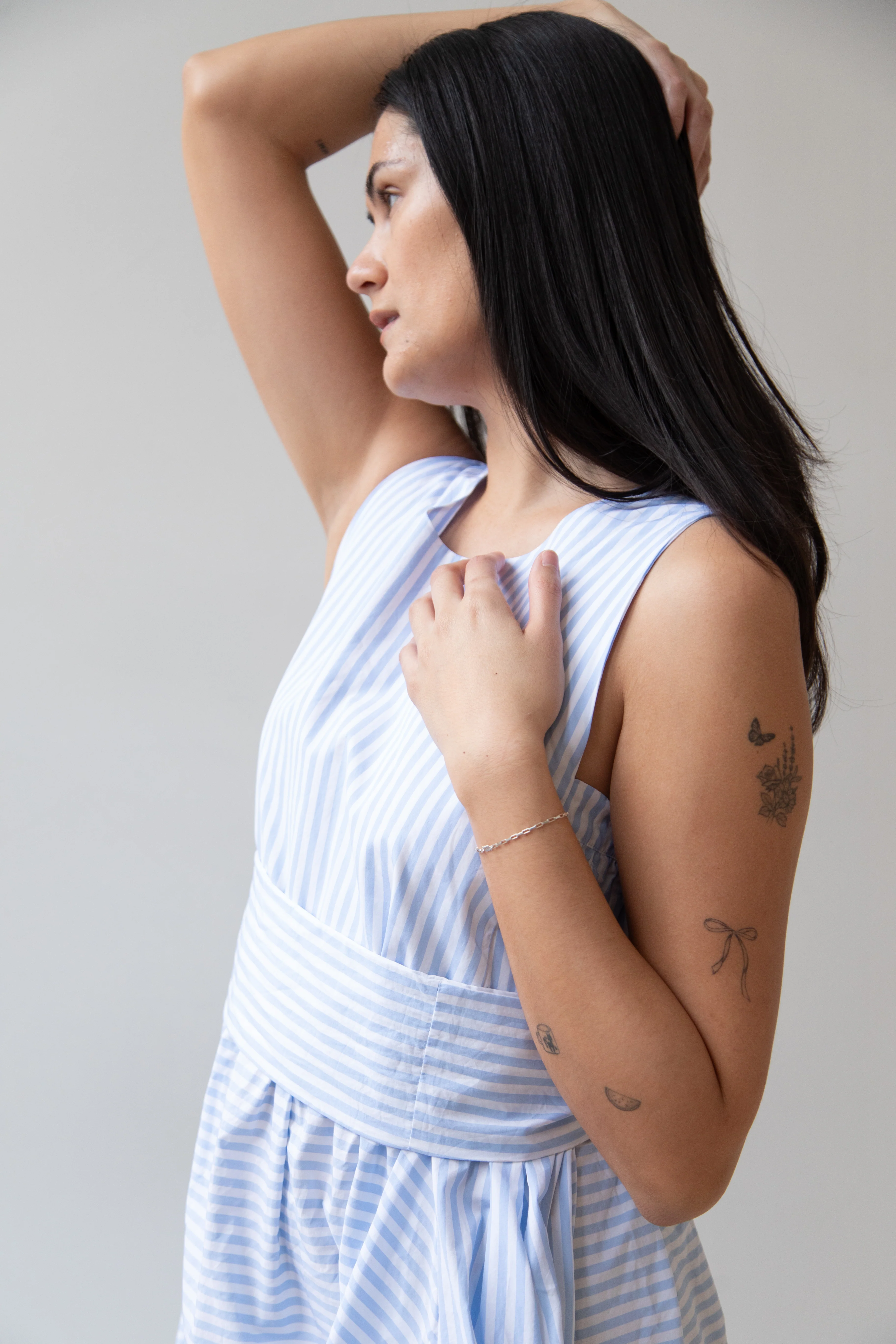 Bergfabel | Apron Dress in Striped Cotton - Image 44