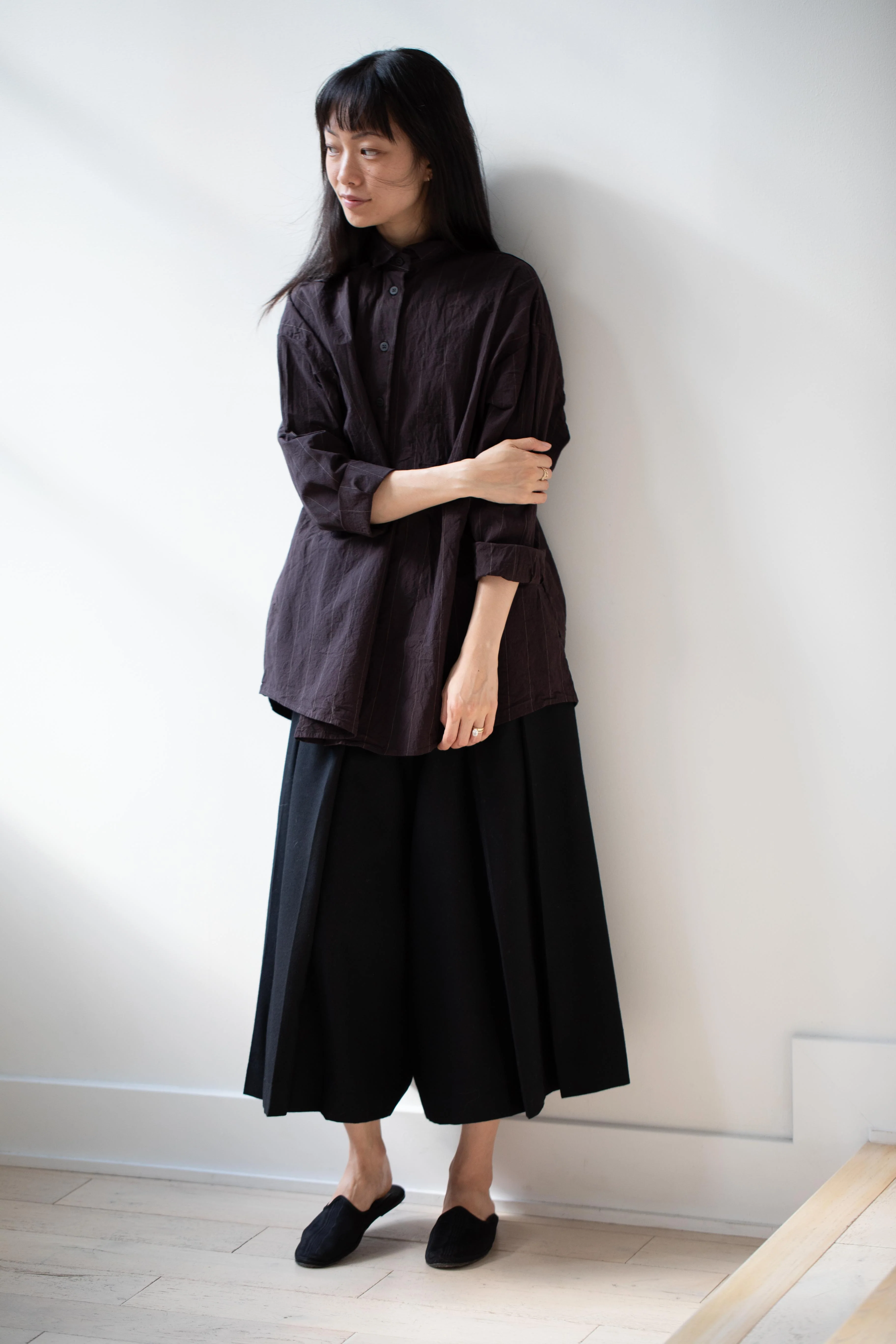 Bergfabel | Long Overshirt in Eggplant Stripe - Image 25