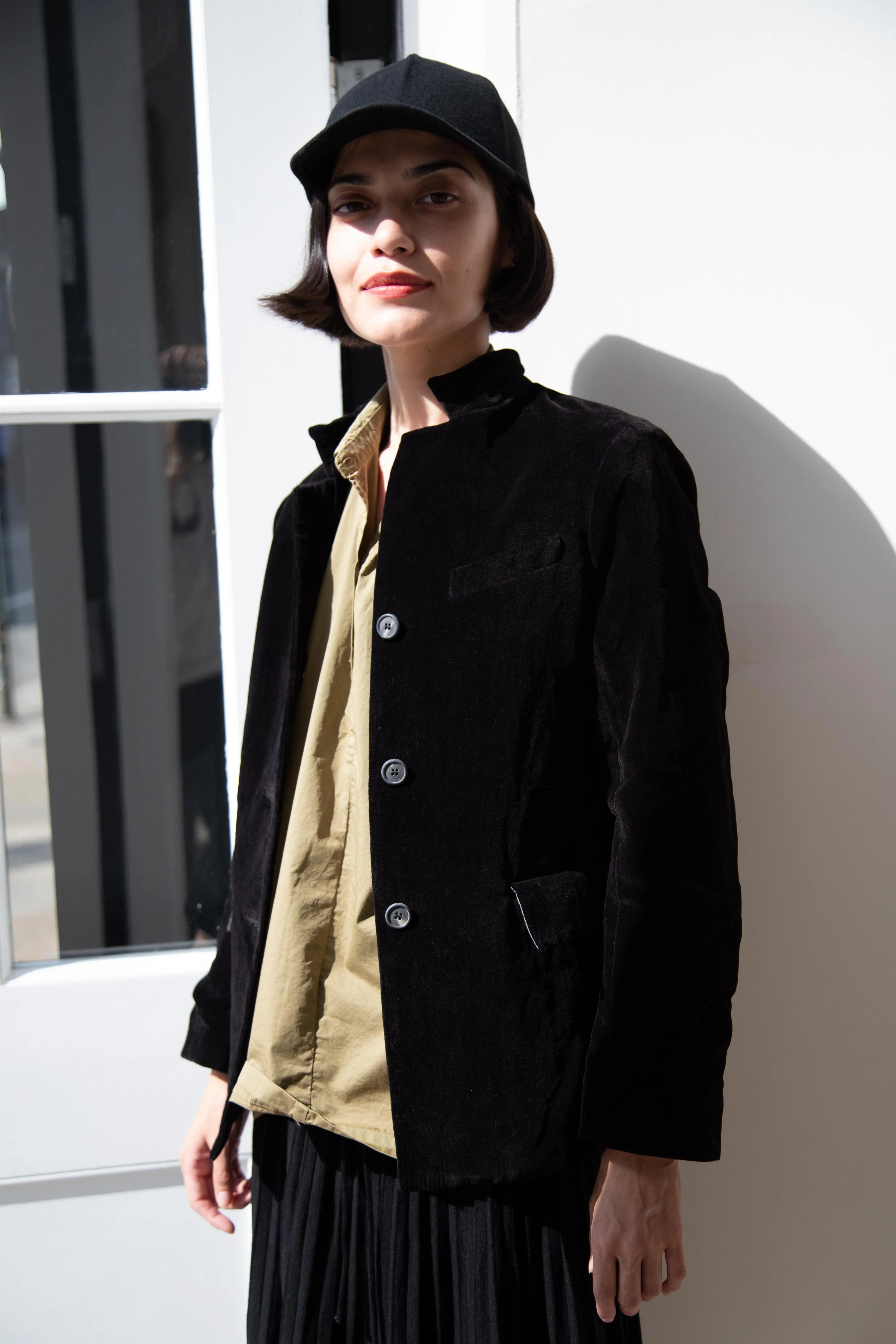Bergfabel | Giulia Jacket in Black Velvet Cotton Linen - Image 9