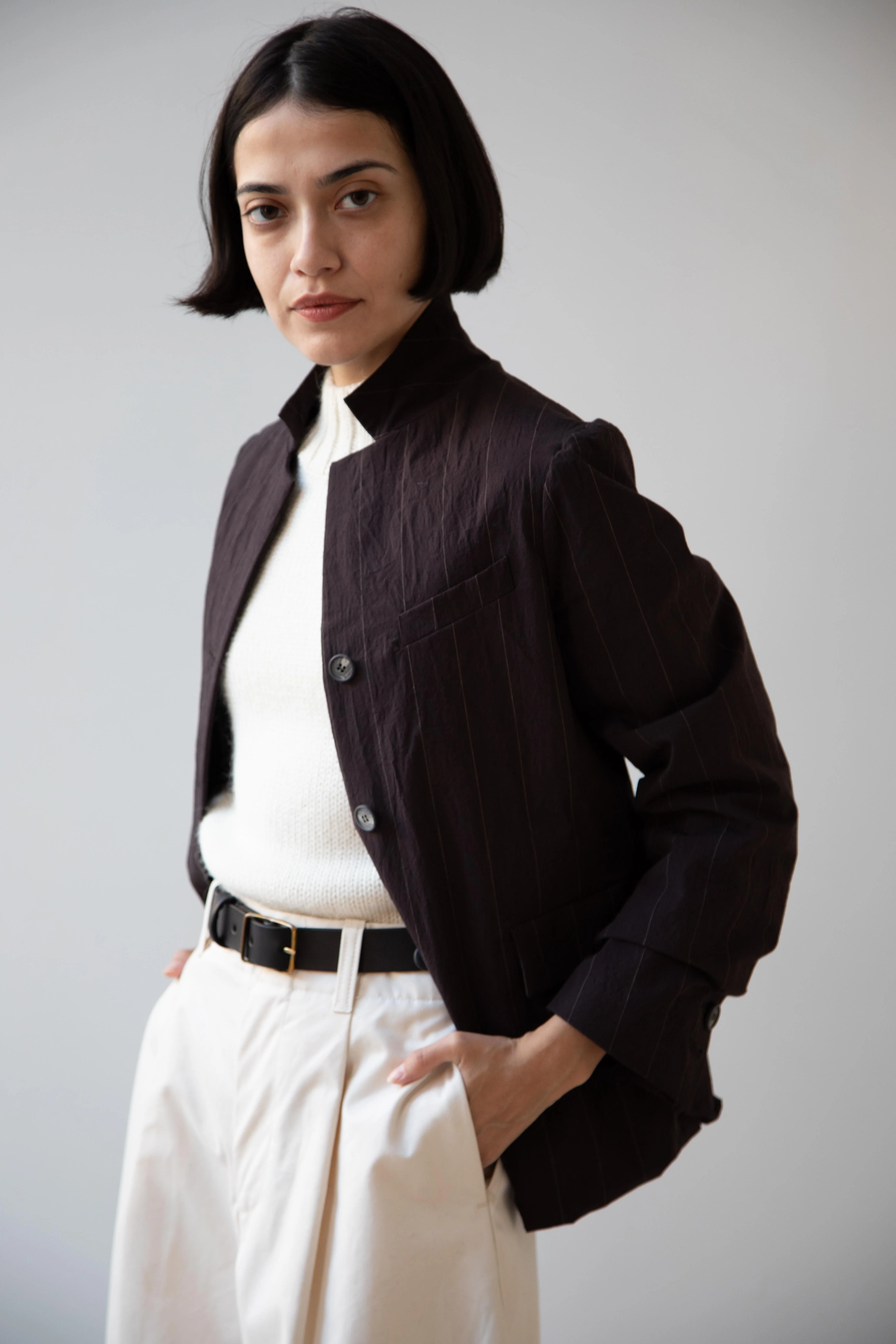 Bergfabel | Giulia Jacket in Eggplant Stripe - Image 16