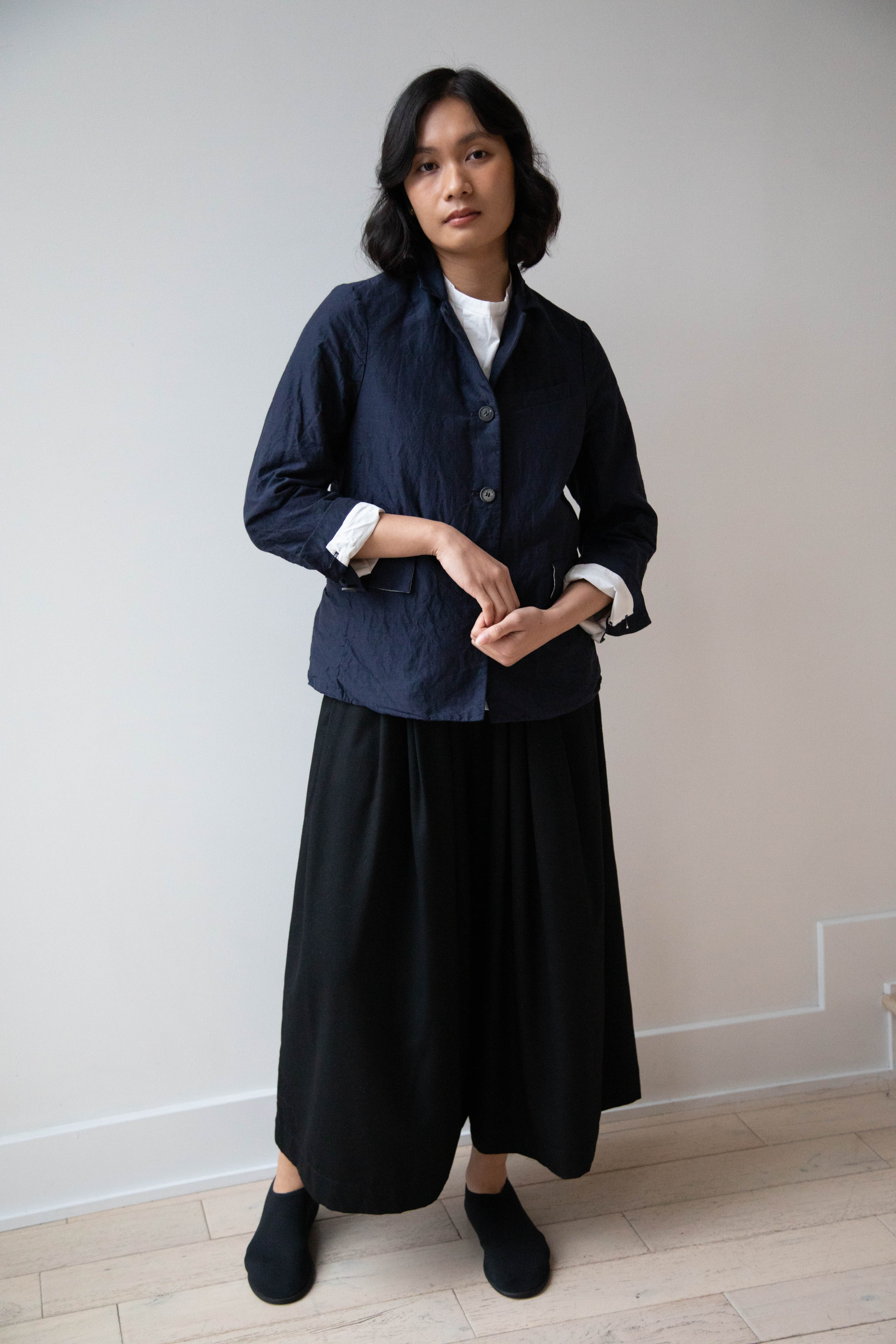 Bergfabel | Giulia Jacket in Navy Cotton Linen Crinkle - Image 22