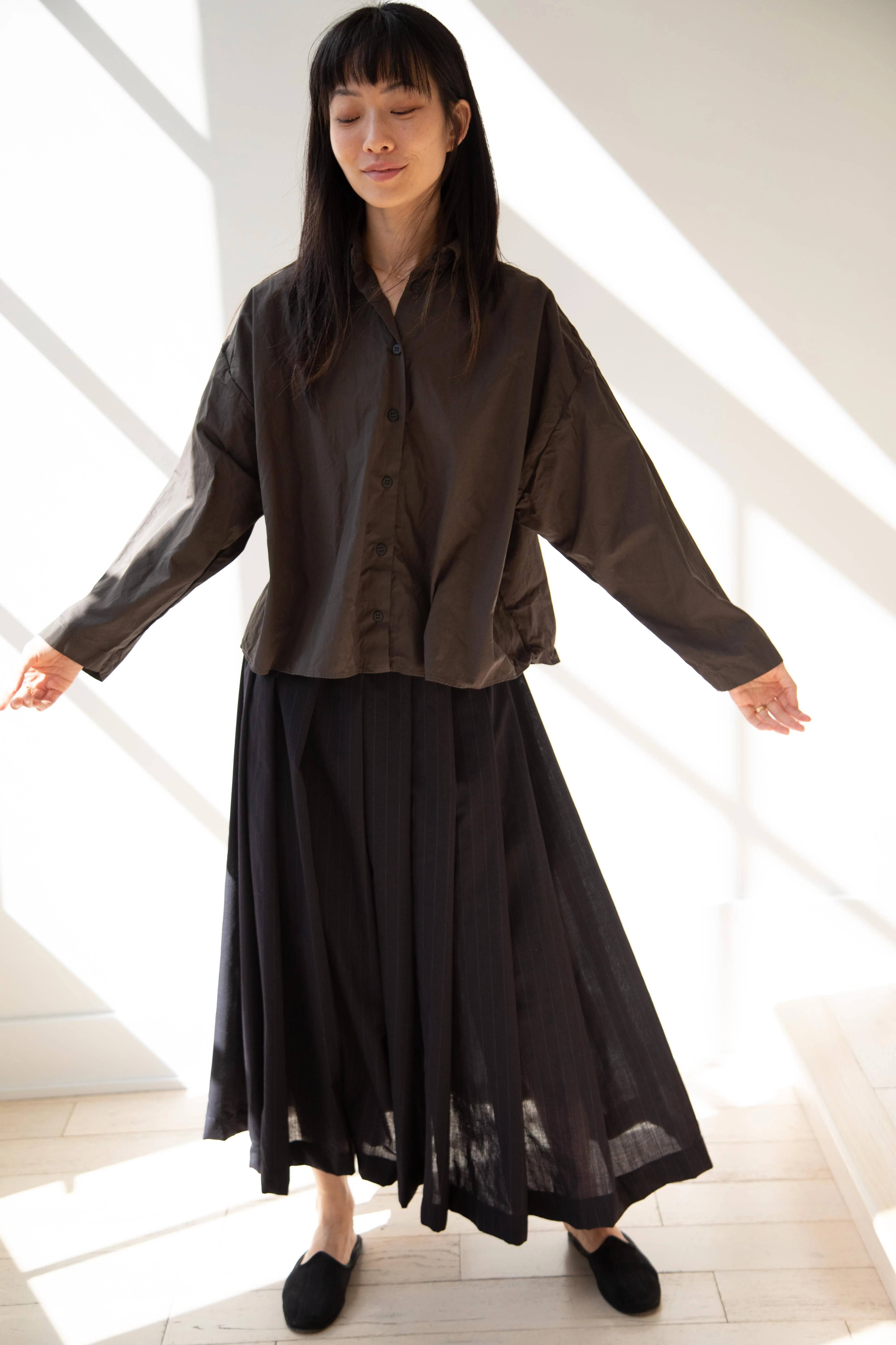 Bergfabel | Matilde Skirt in Navy Stripe Wool - Image 11