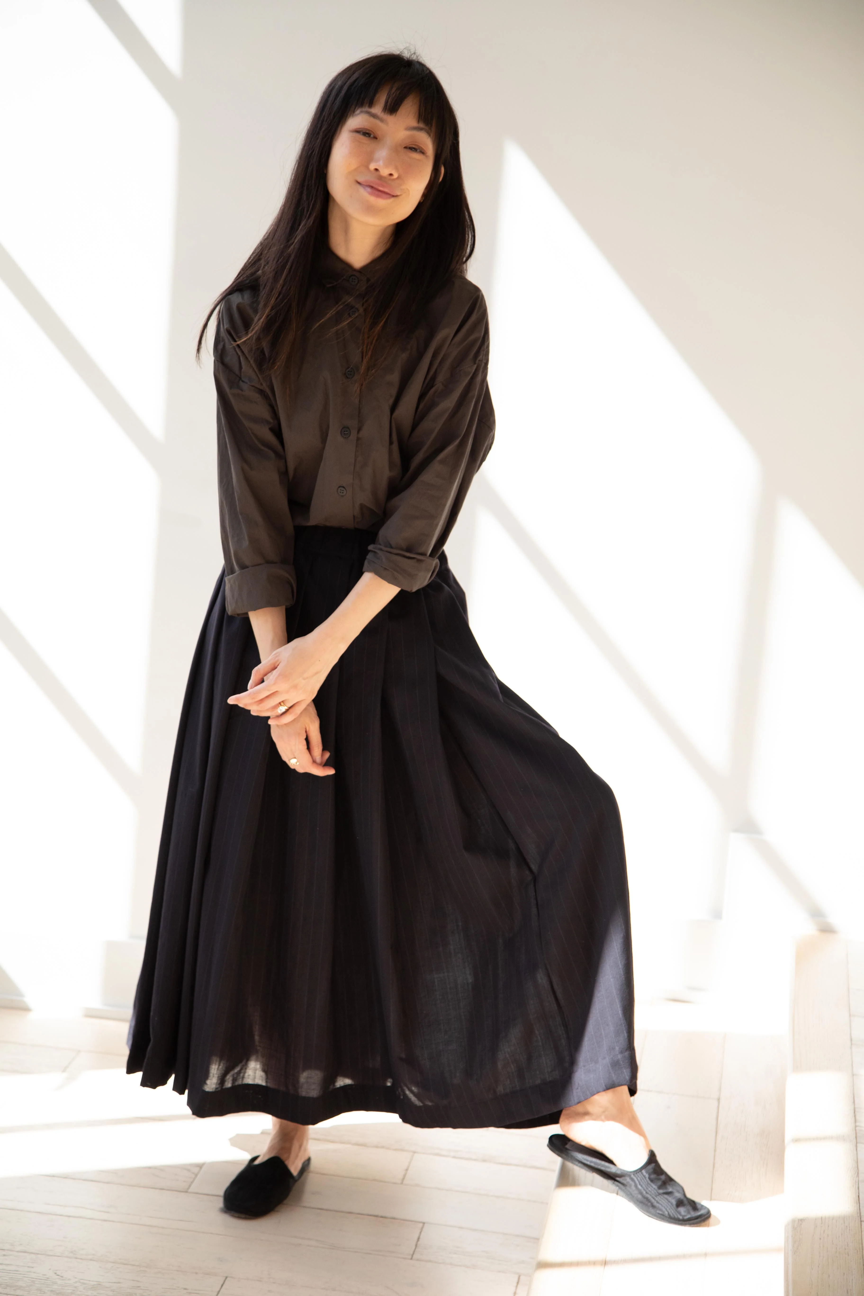 Bergfabel | Matilde Skirt in Navy Stripe Wool - Image 4