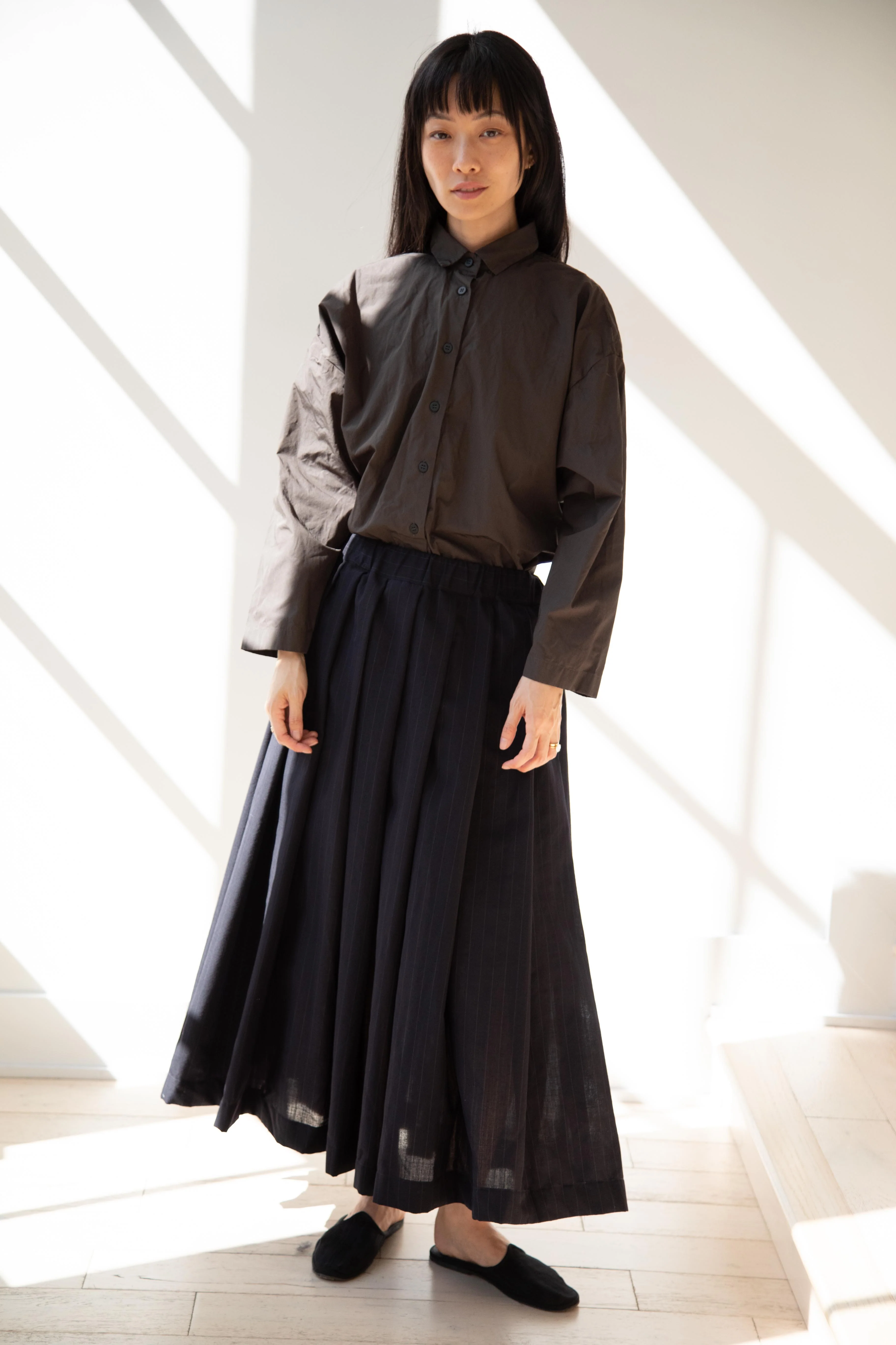 Bergfabel | Matilde Skirt in Navy Stripe Wool - Image 54
