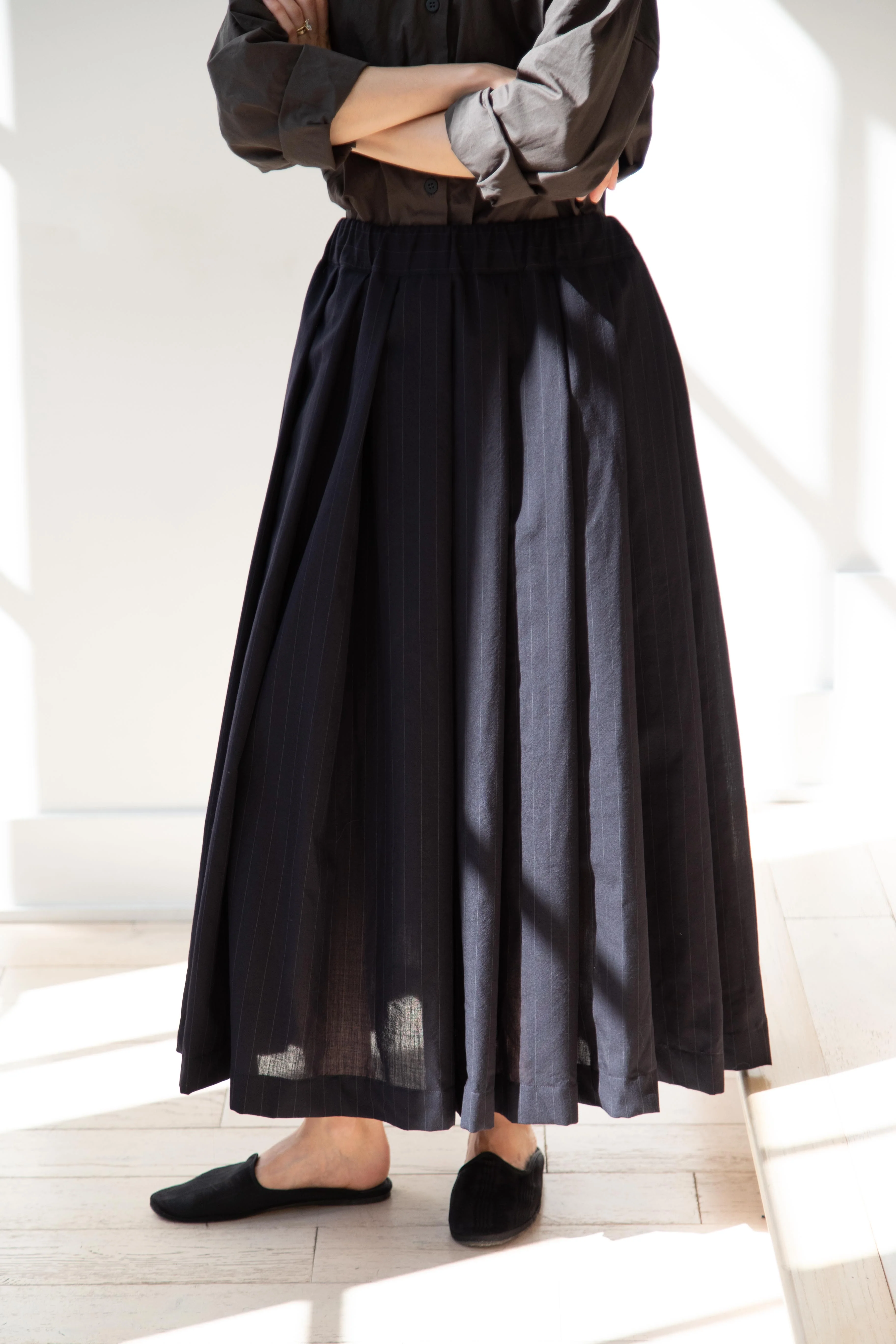 Bergfabel | Matilde Skirt in Navy Stripe Wool - Image 8