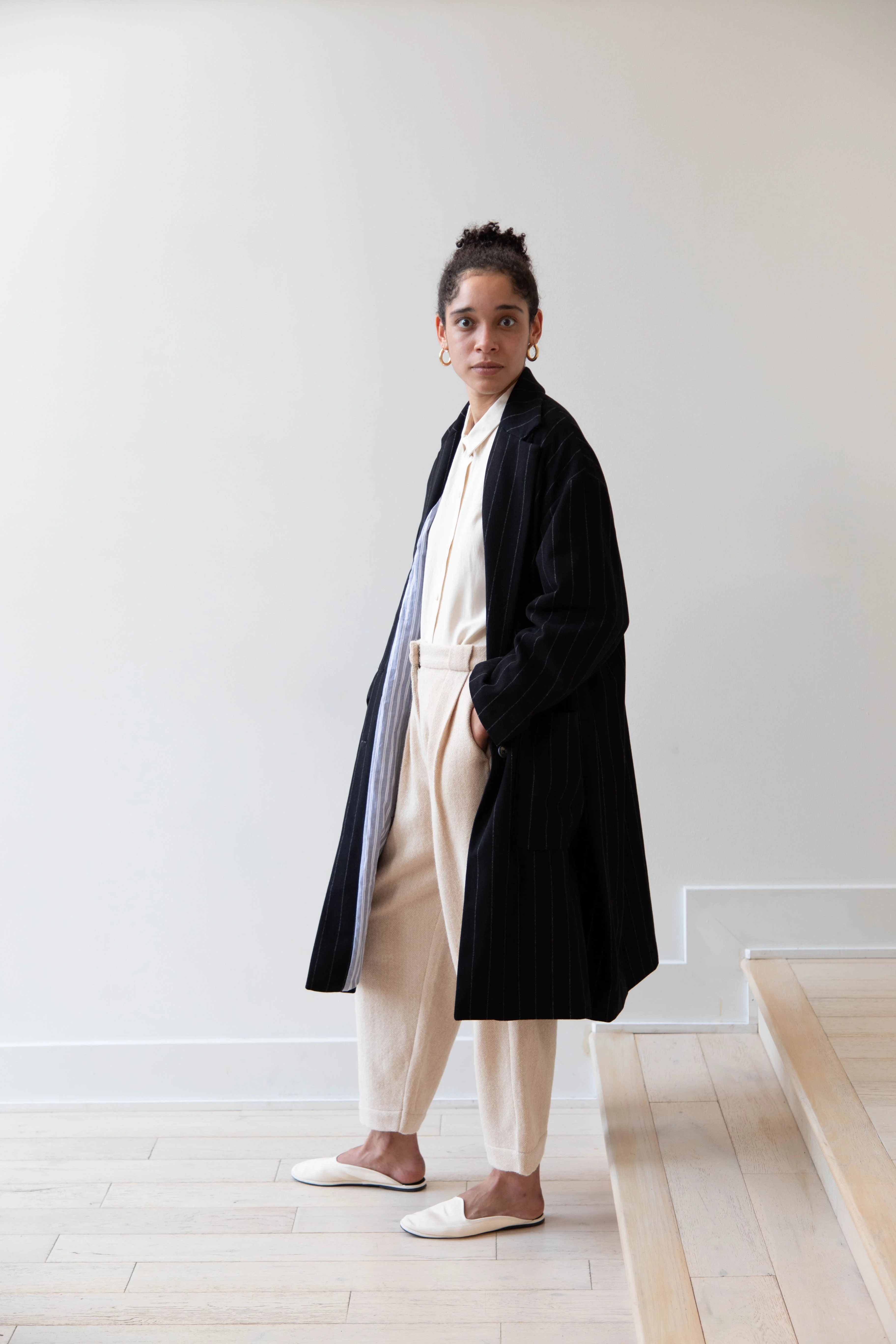 Bergfabel Moon Coat in Striped Cashmere - Image 14