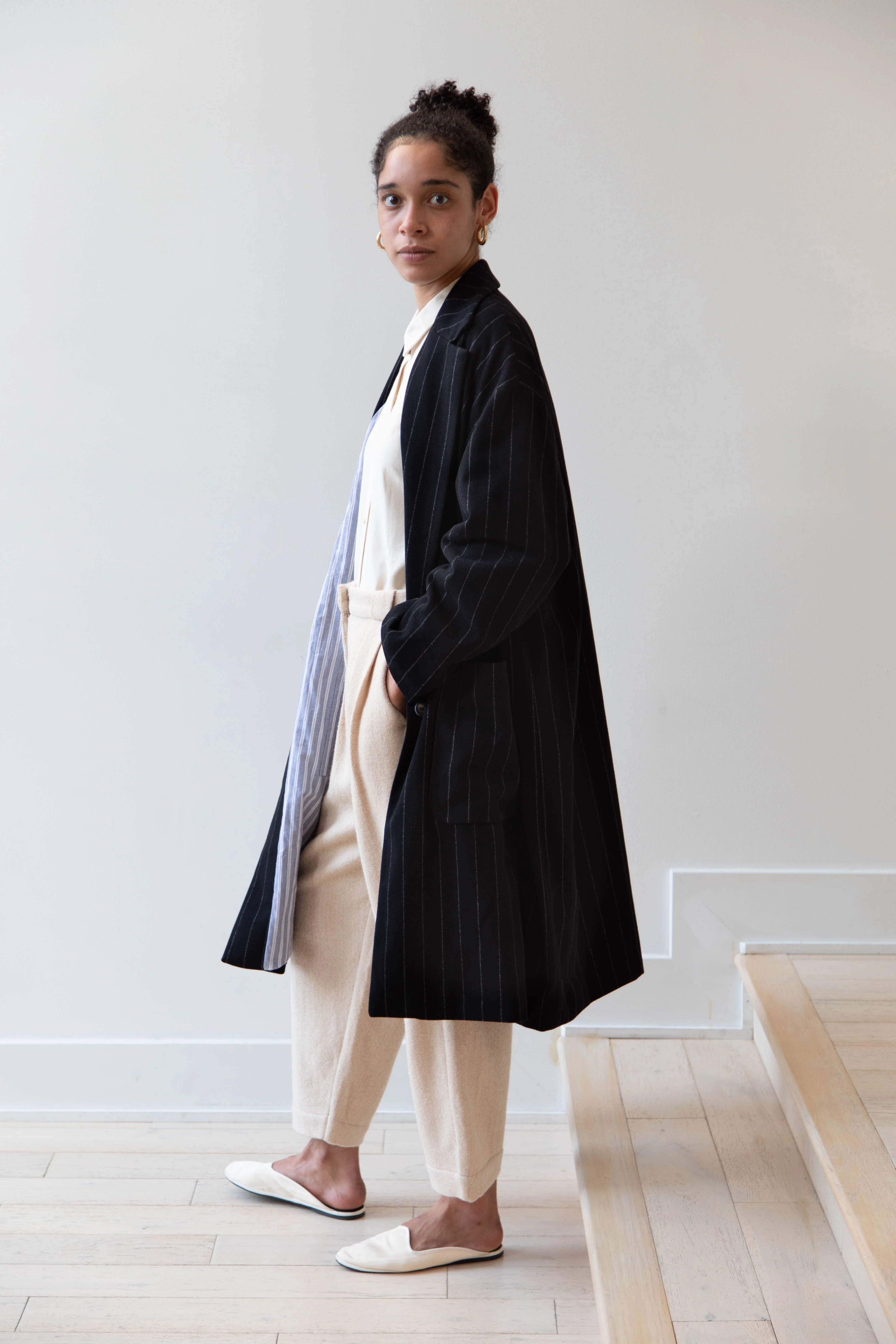 Bergfabel Moon Coat in Striped Cashmere - Image 15