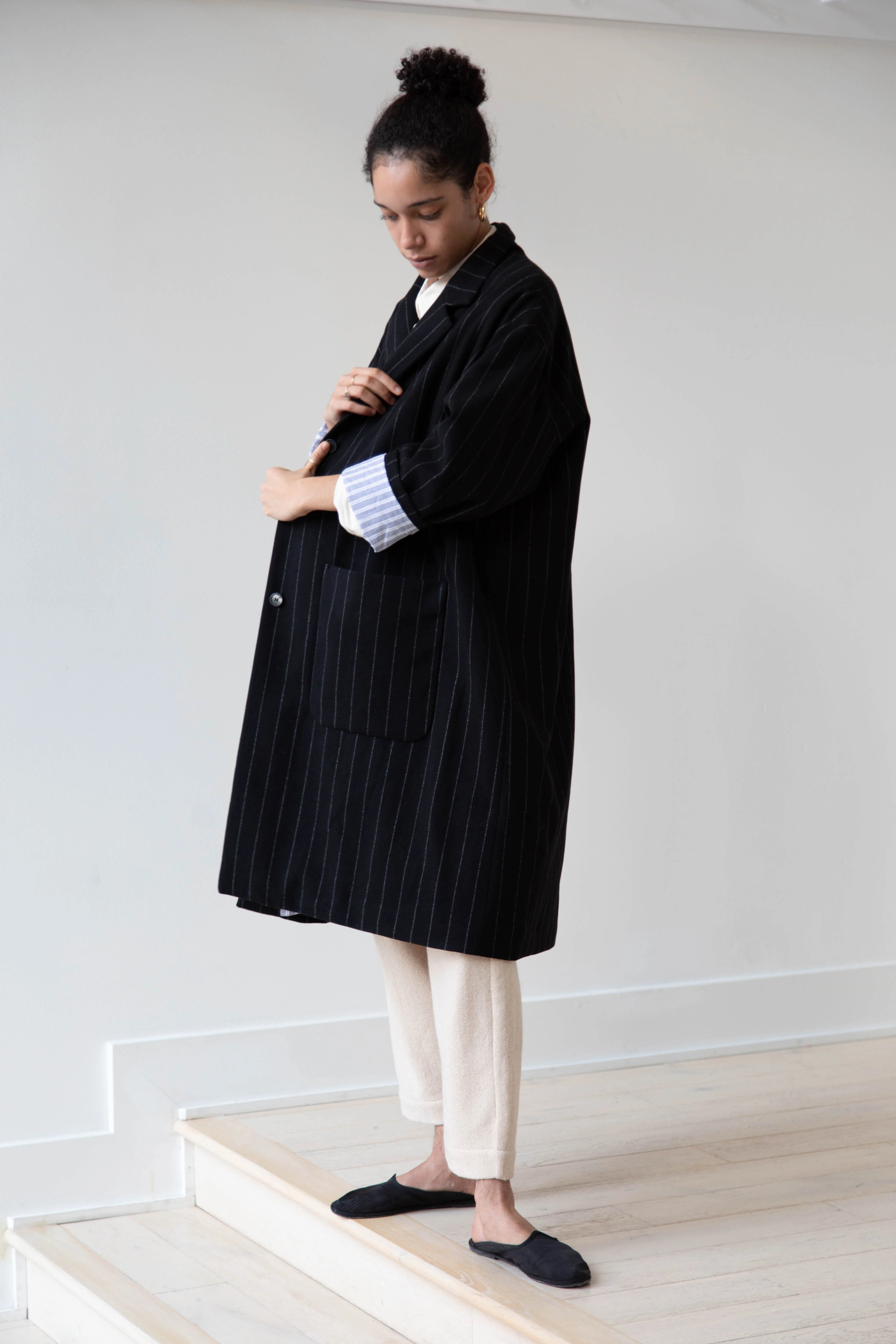 Bergfabel Moon Coat in Striped Cashmere - Image 27