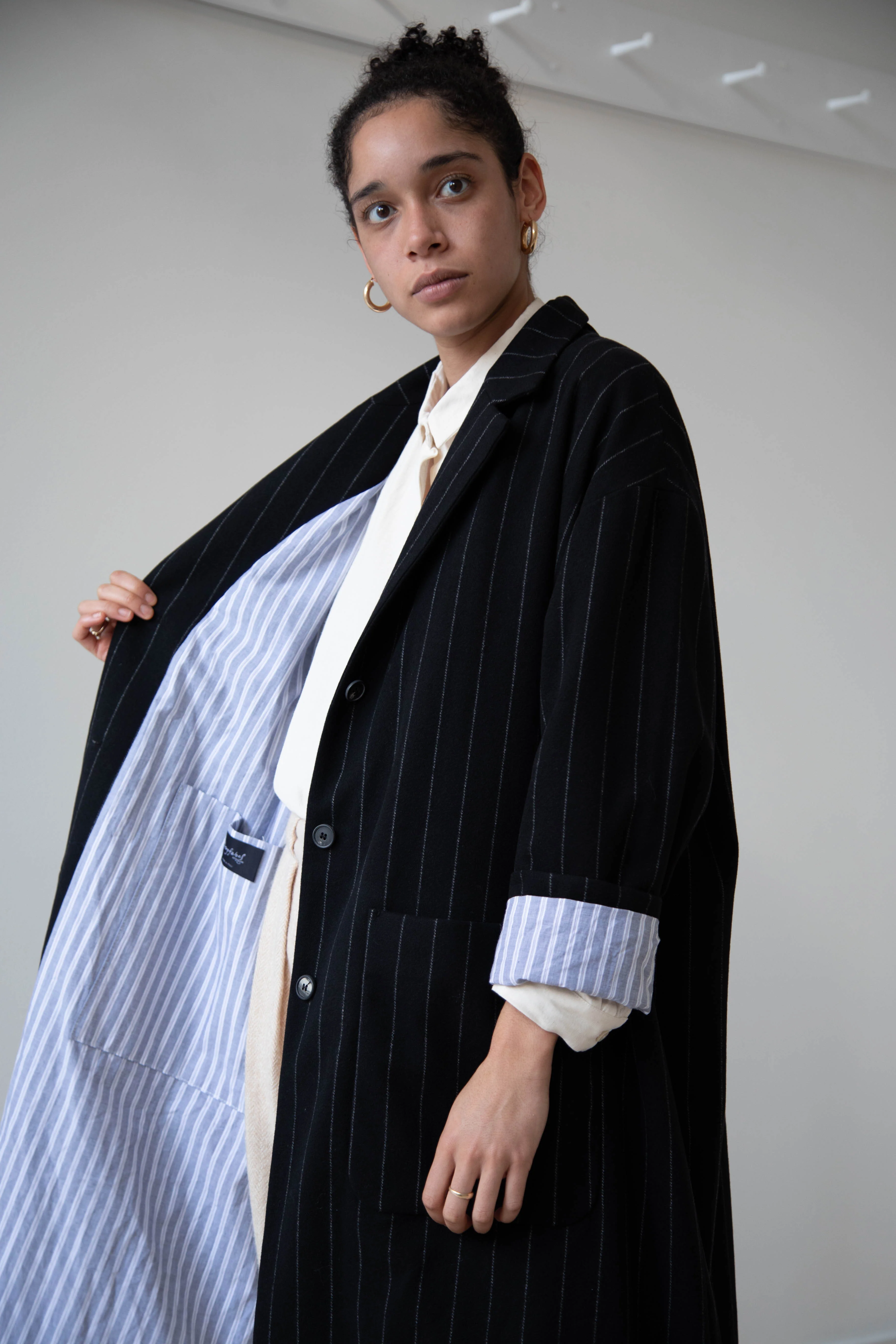 Bergfabel Moon Coat in Striped Cashmere - Image 28
