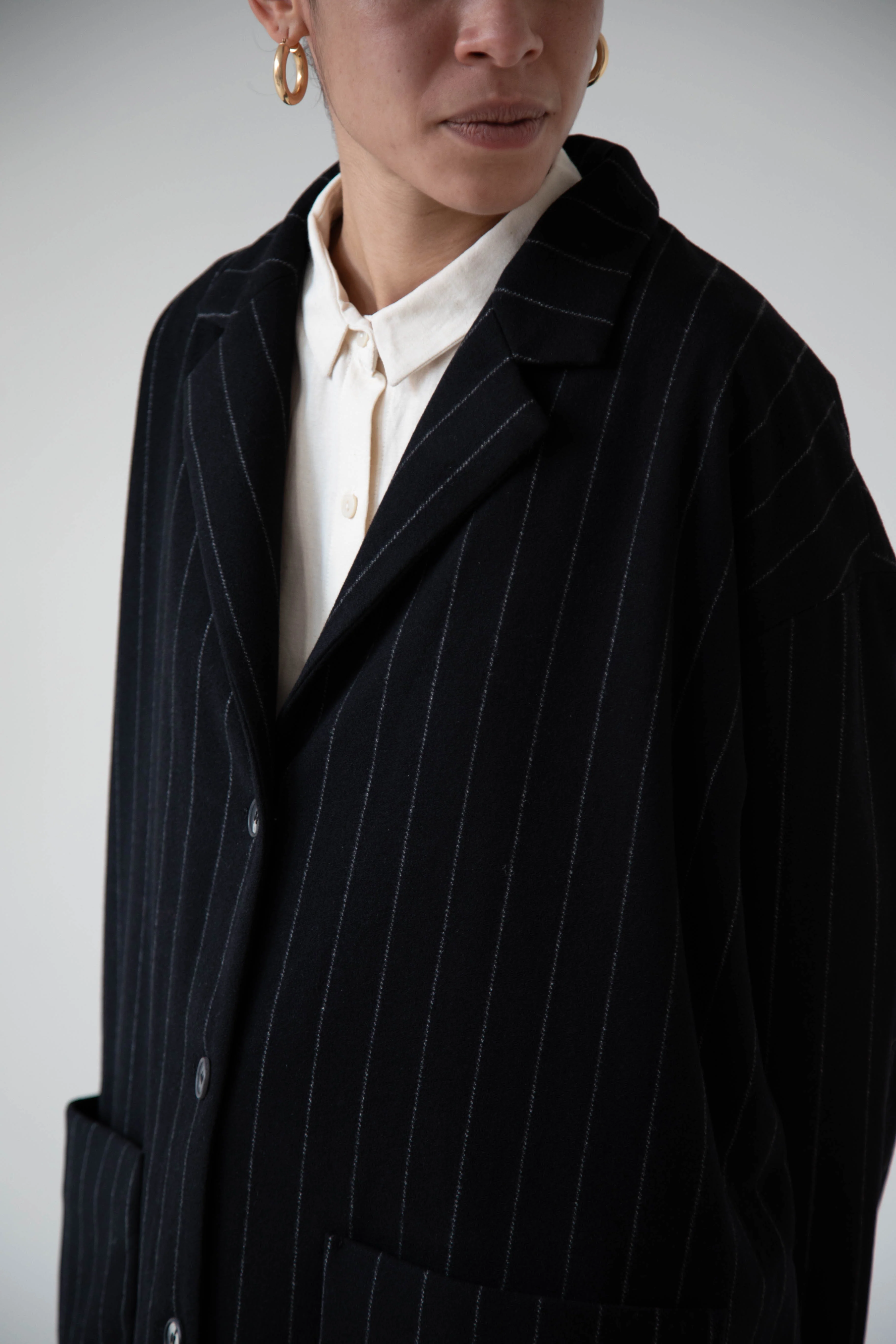 Bergfabel Moon Coat in Striped Cashmere - Image 43