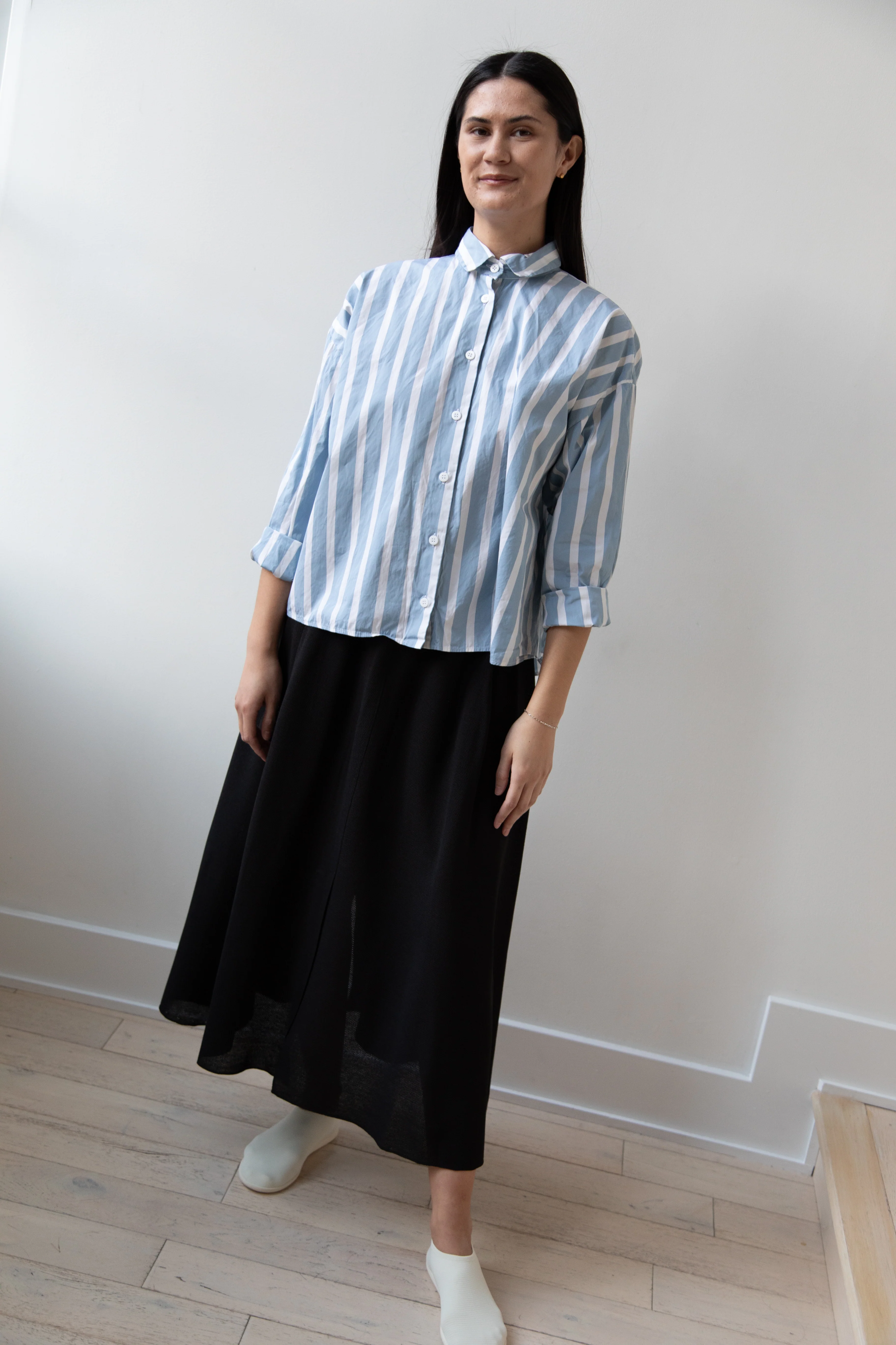 Bergfabel | Short Overshirt in Big Blue Stripes - Image 24