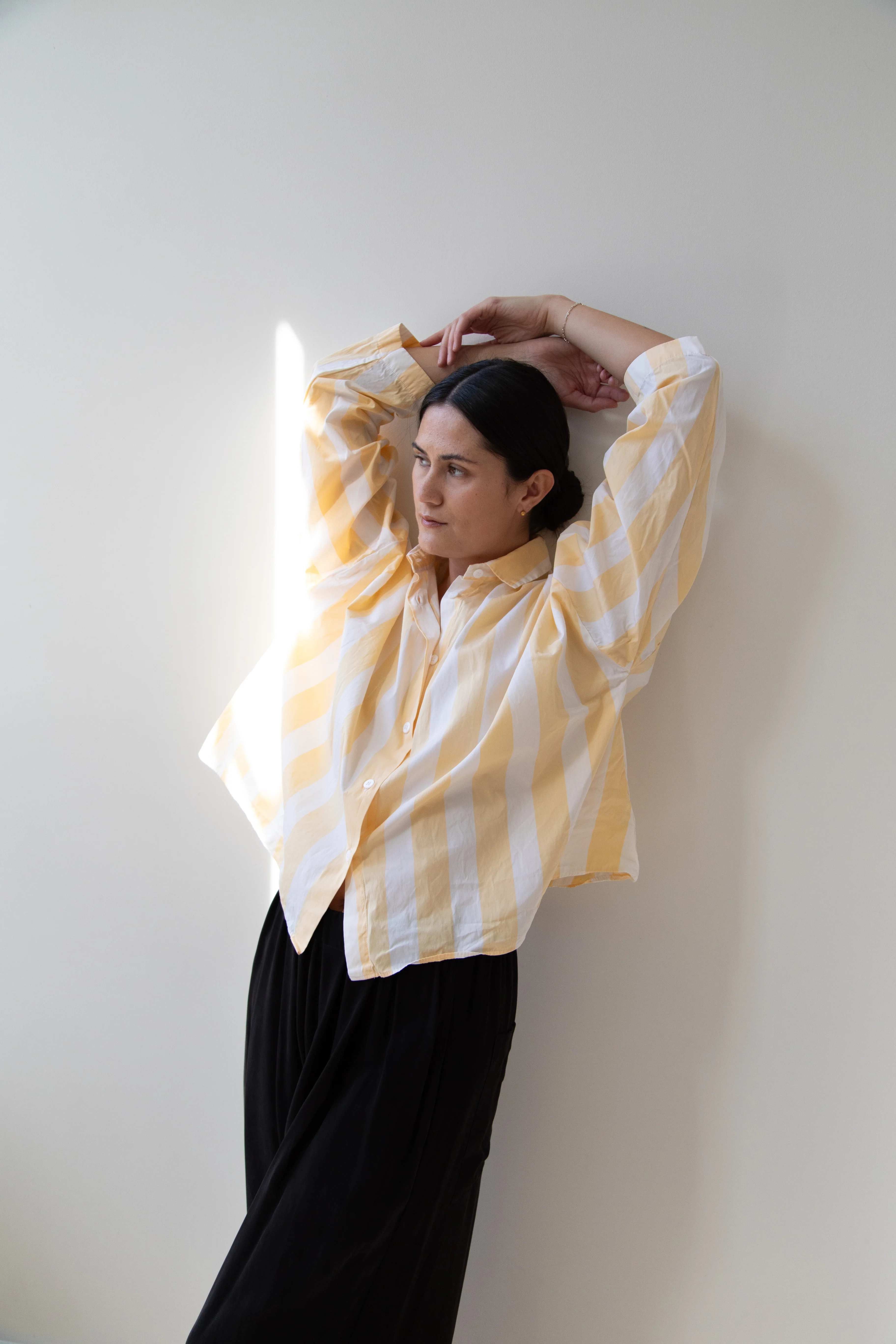 Bergfabel | Short Overshirt in Big Yellow Stripes - Image 22