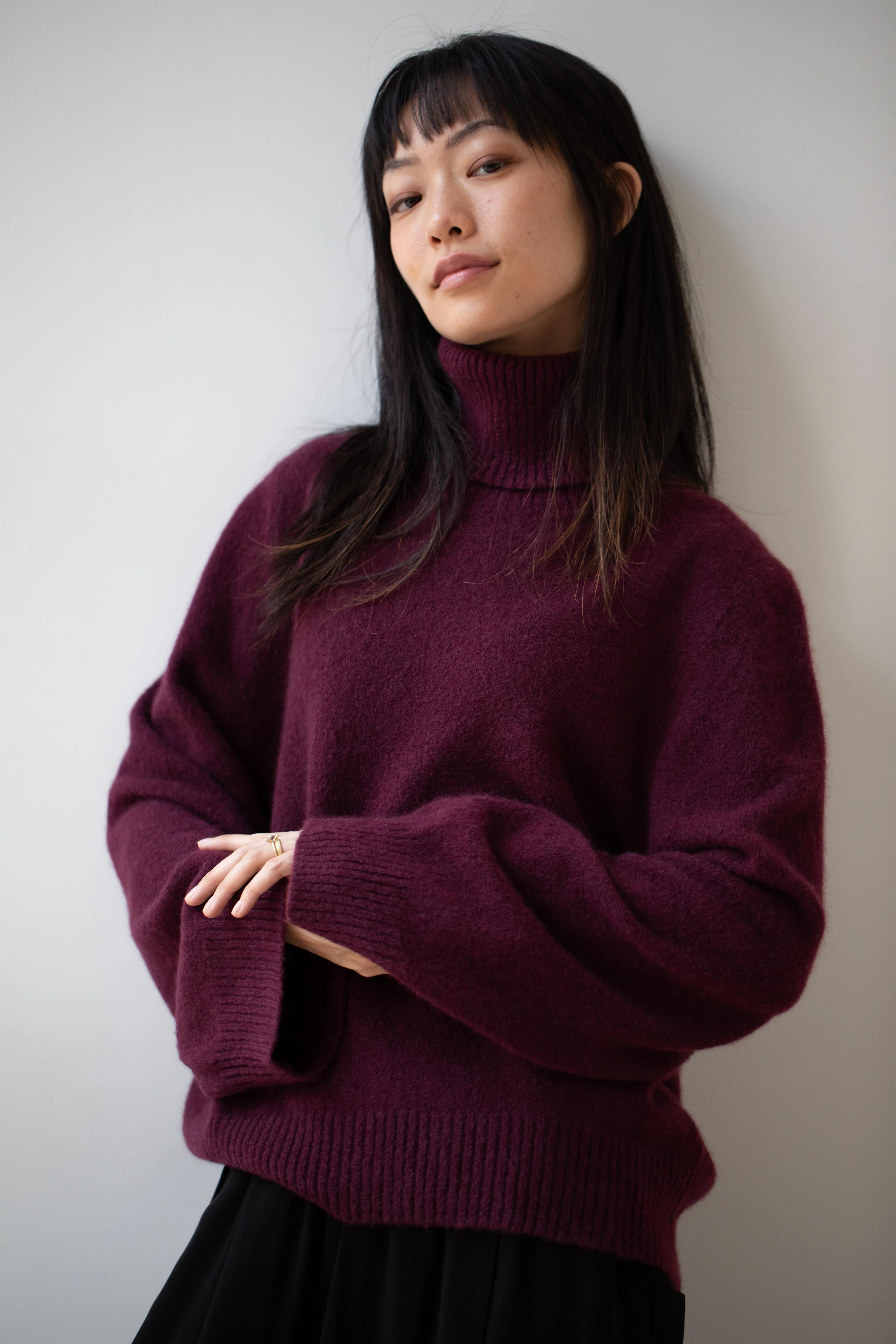 Boboutic | Cashmere Silk Turtleneck in Cherry