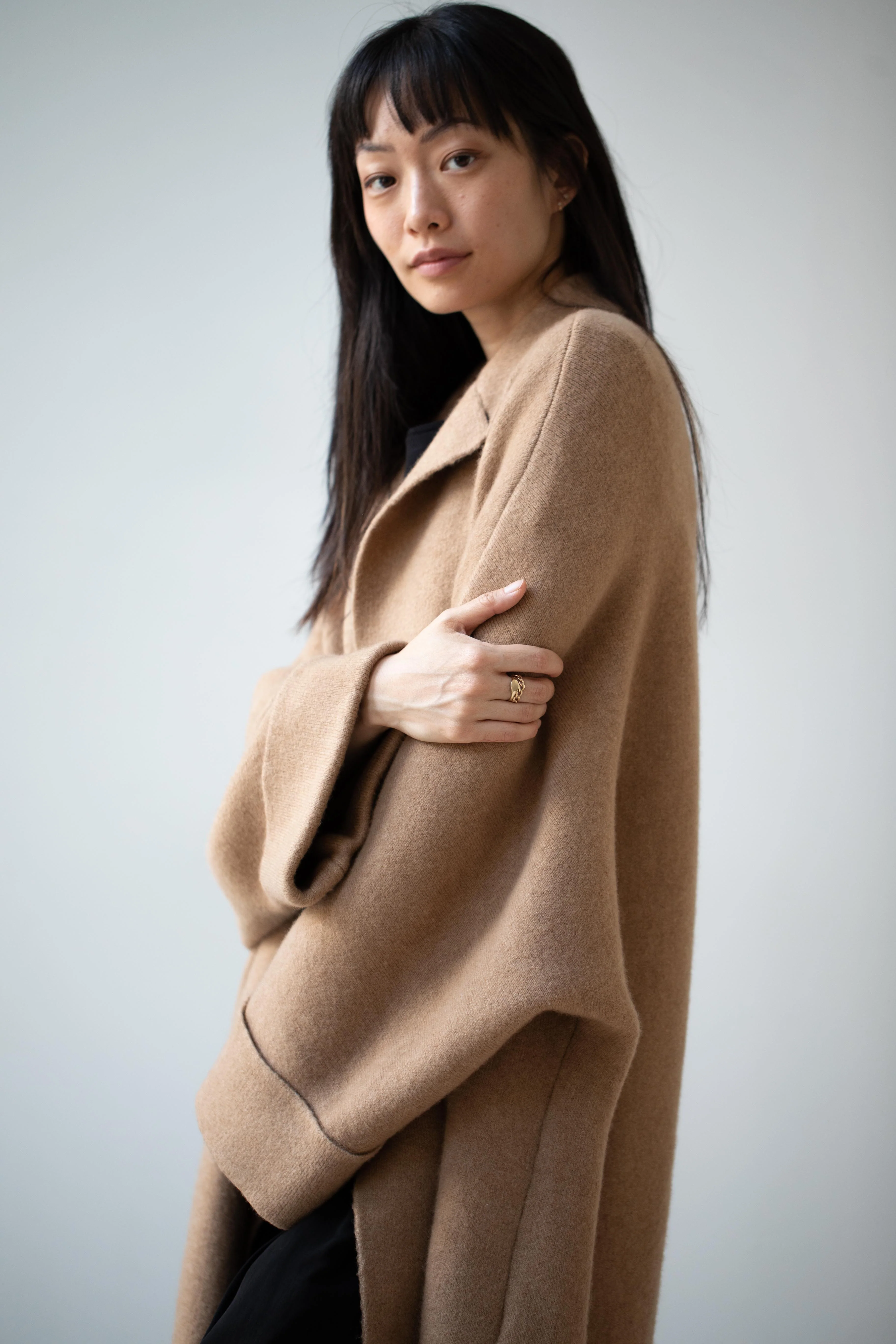 Boboutic | Double Breasted Coat Light & Dark Caresse in Camel - Image 35