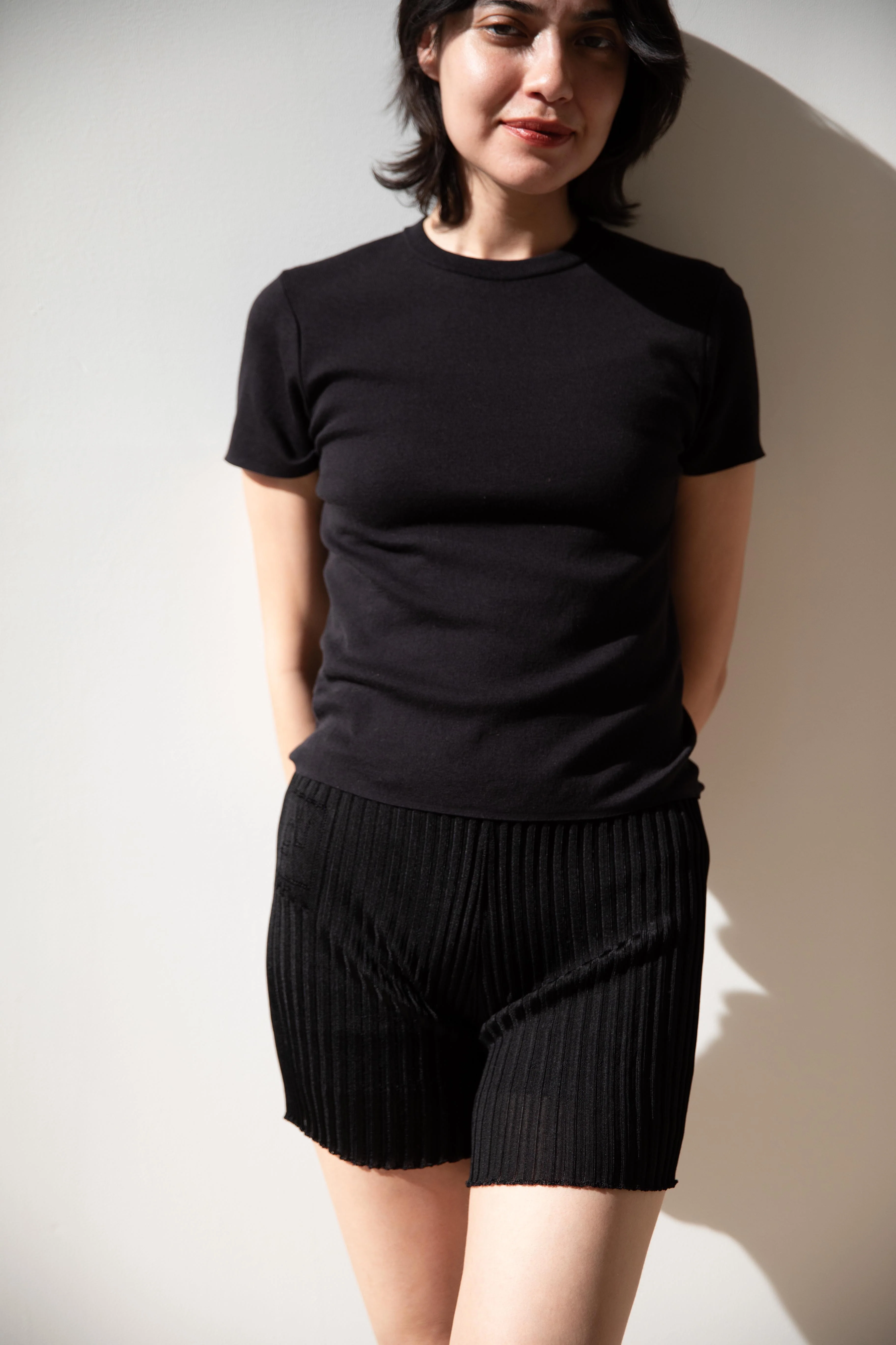 Cancellato Uniform | Viscose Biker Shorts in Black - Image 3