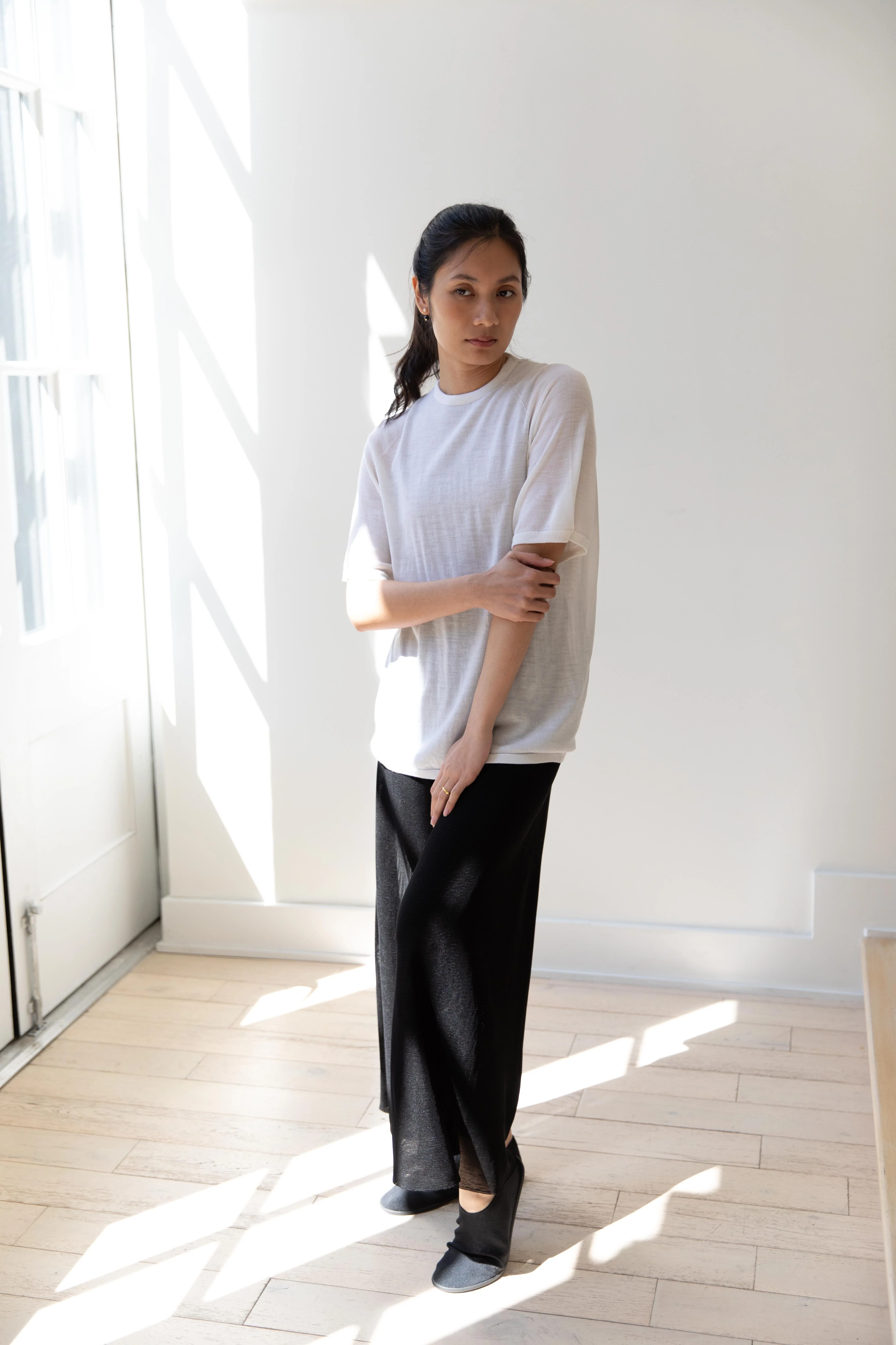 Cancellato Uniform | Light Weight Wool Classic T Shirt in White - Image 10