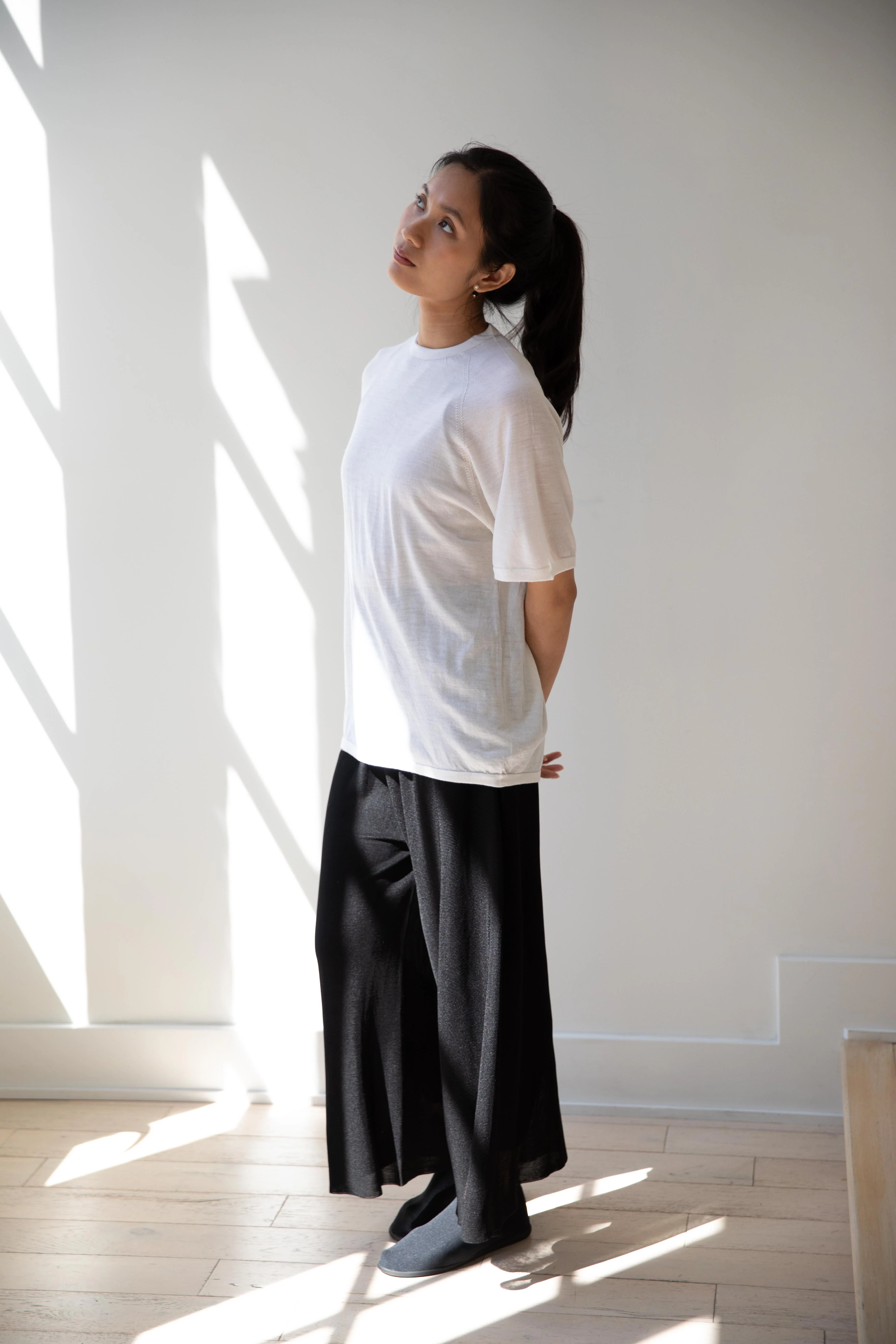 Cancellato Uniform | Light Weight Wool Classic T Shirt in White - Image 20