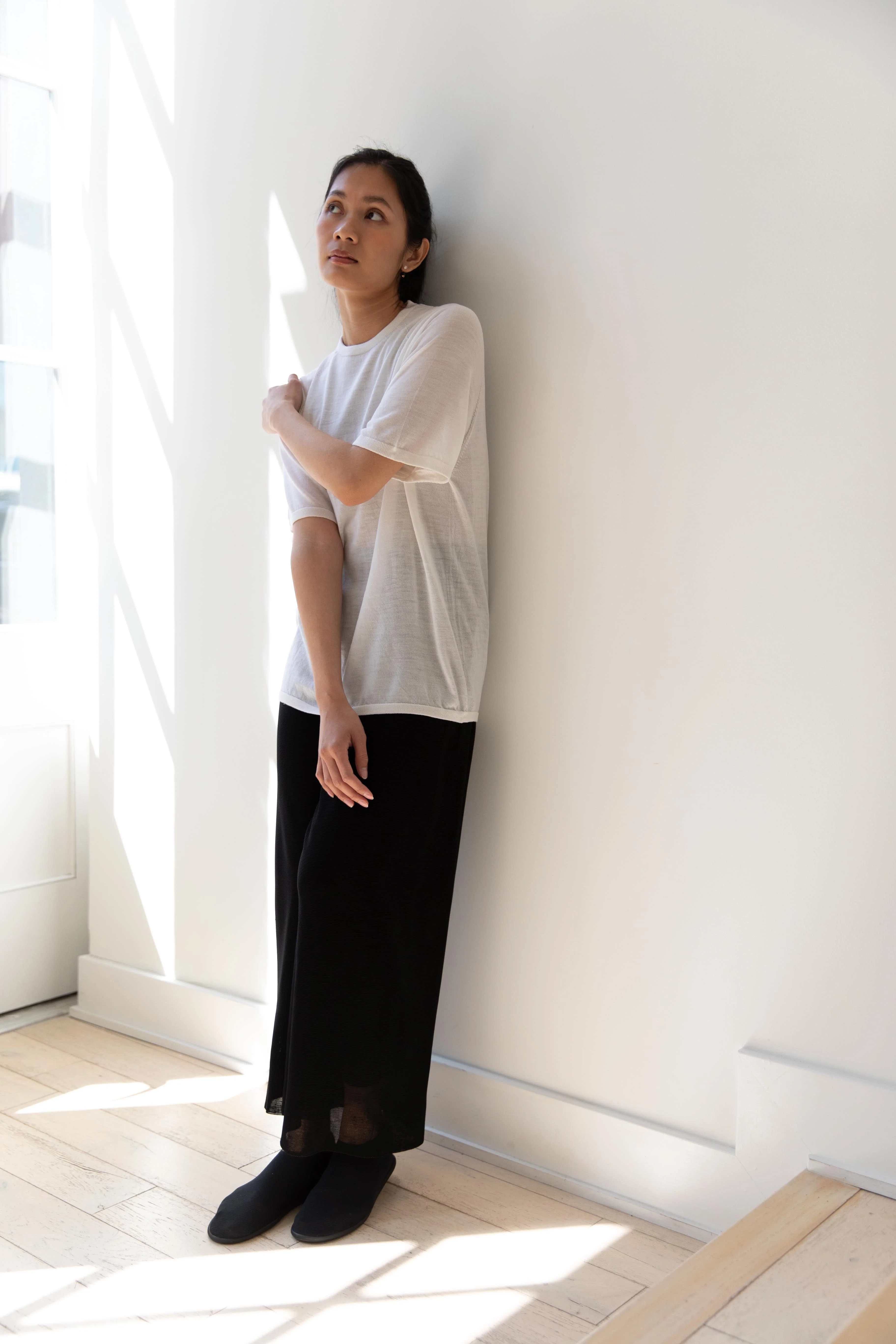 Cancellato Uniform | Light Weight Wool Classic T Shirt in White - Image 4