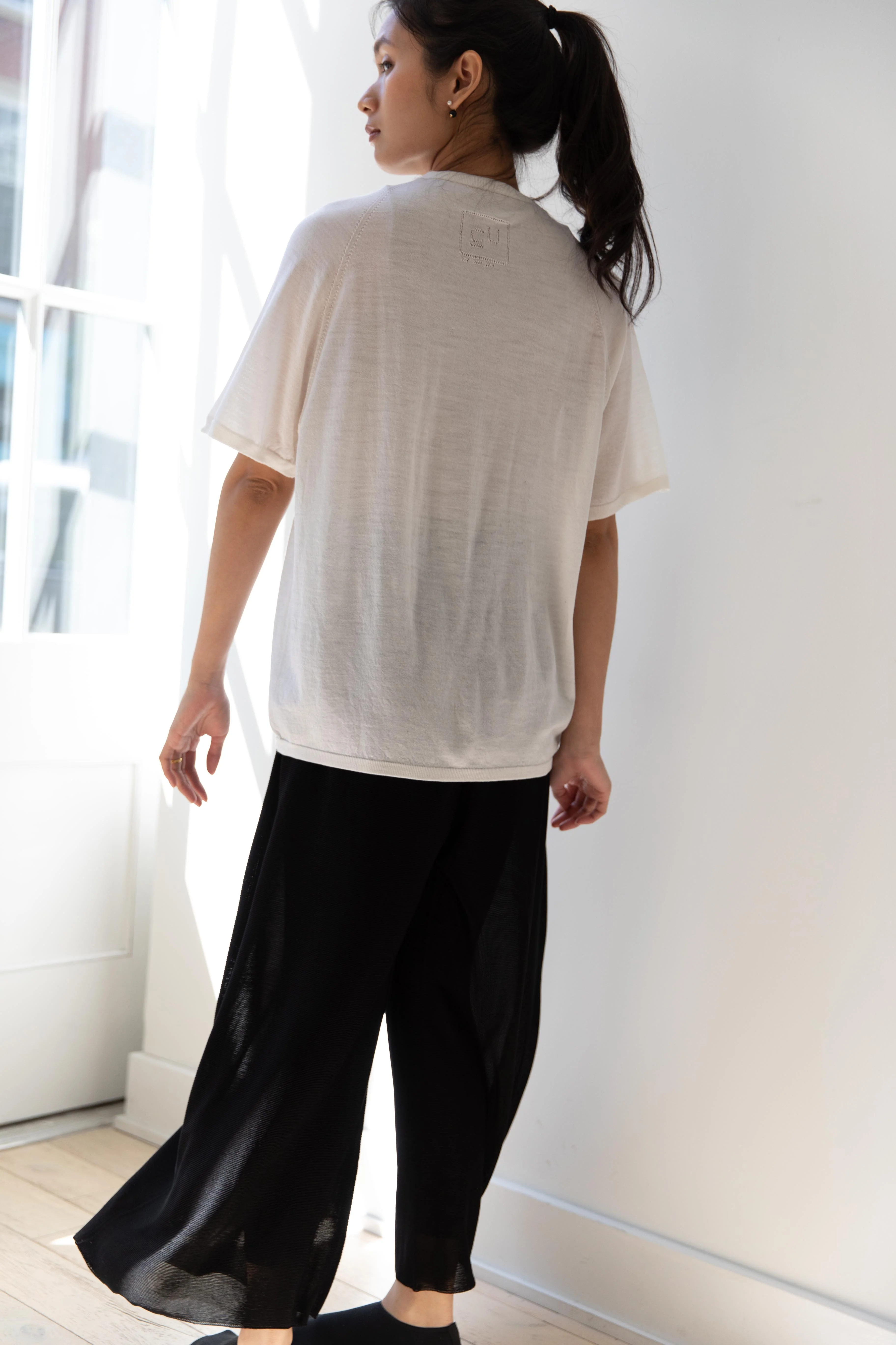 Cancellato Uniform | Light Weight Wool Classic T Shirt in White - Image 6