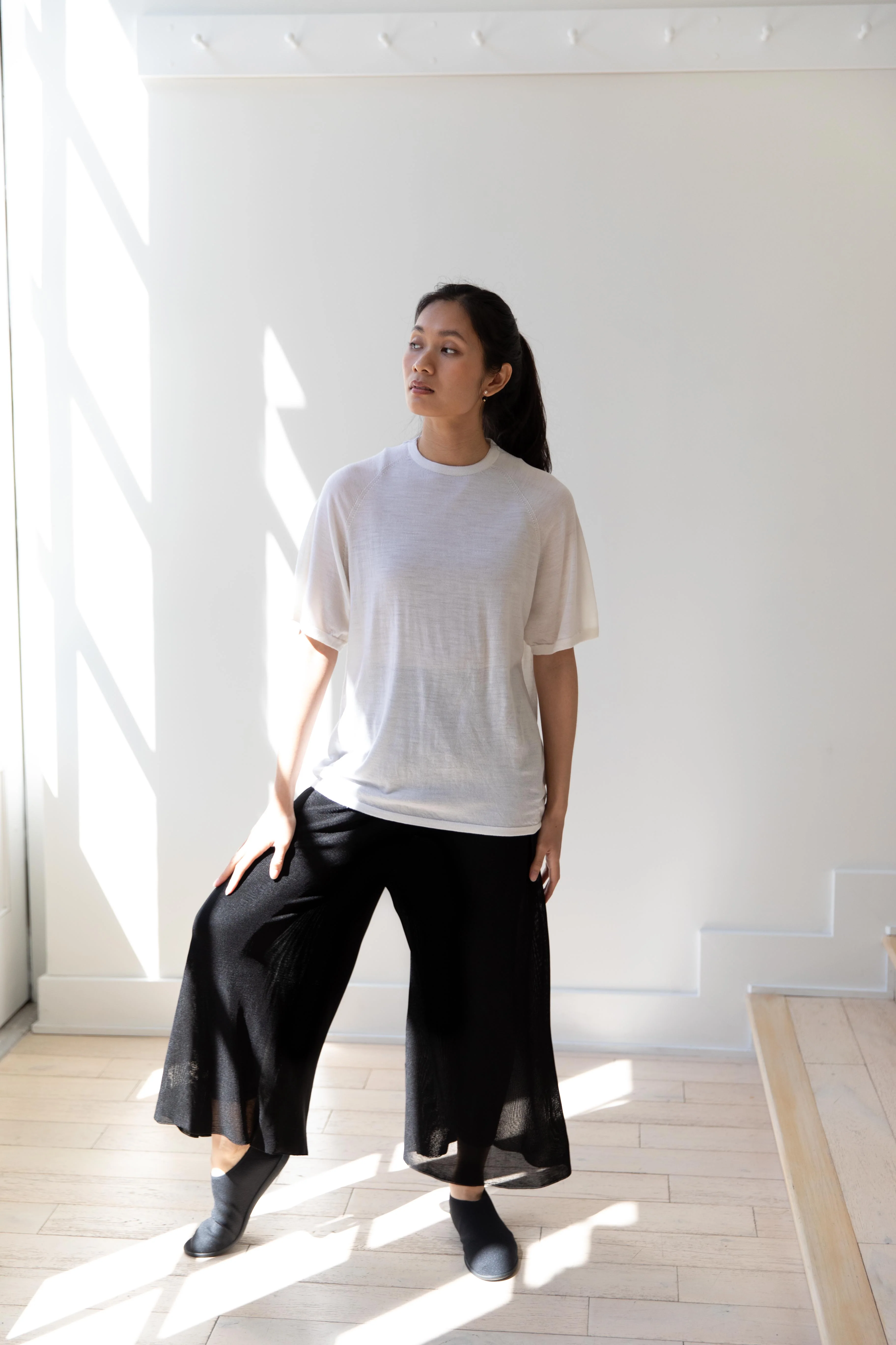 Cancellato Uniform | Light Weight Wool Classic T Shirt in White - Image 8