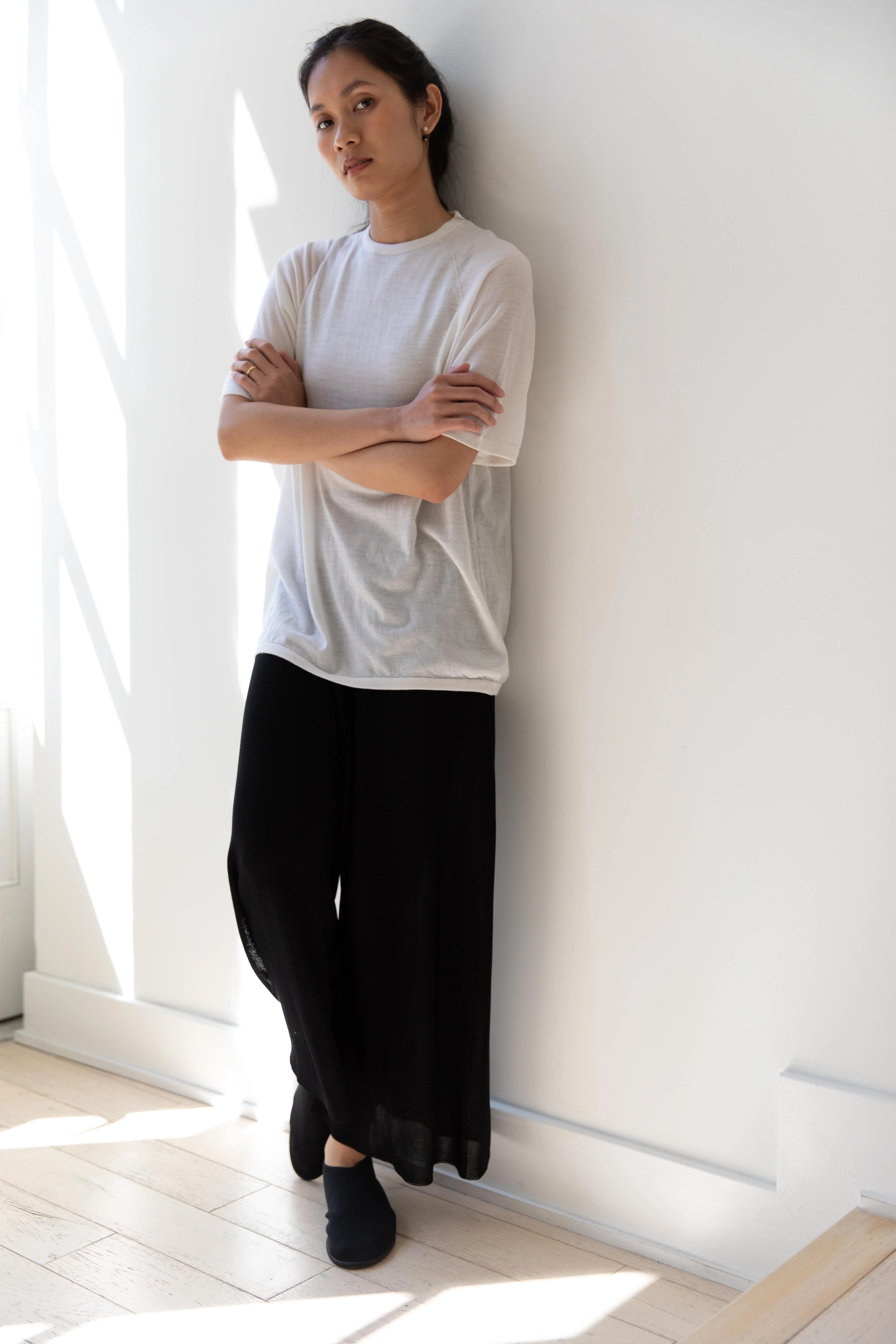 Cancellato Uniform | Light Weight Wool Classic T Shirt in White - Image 9