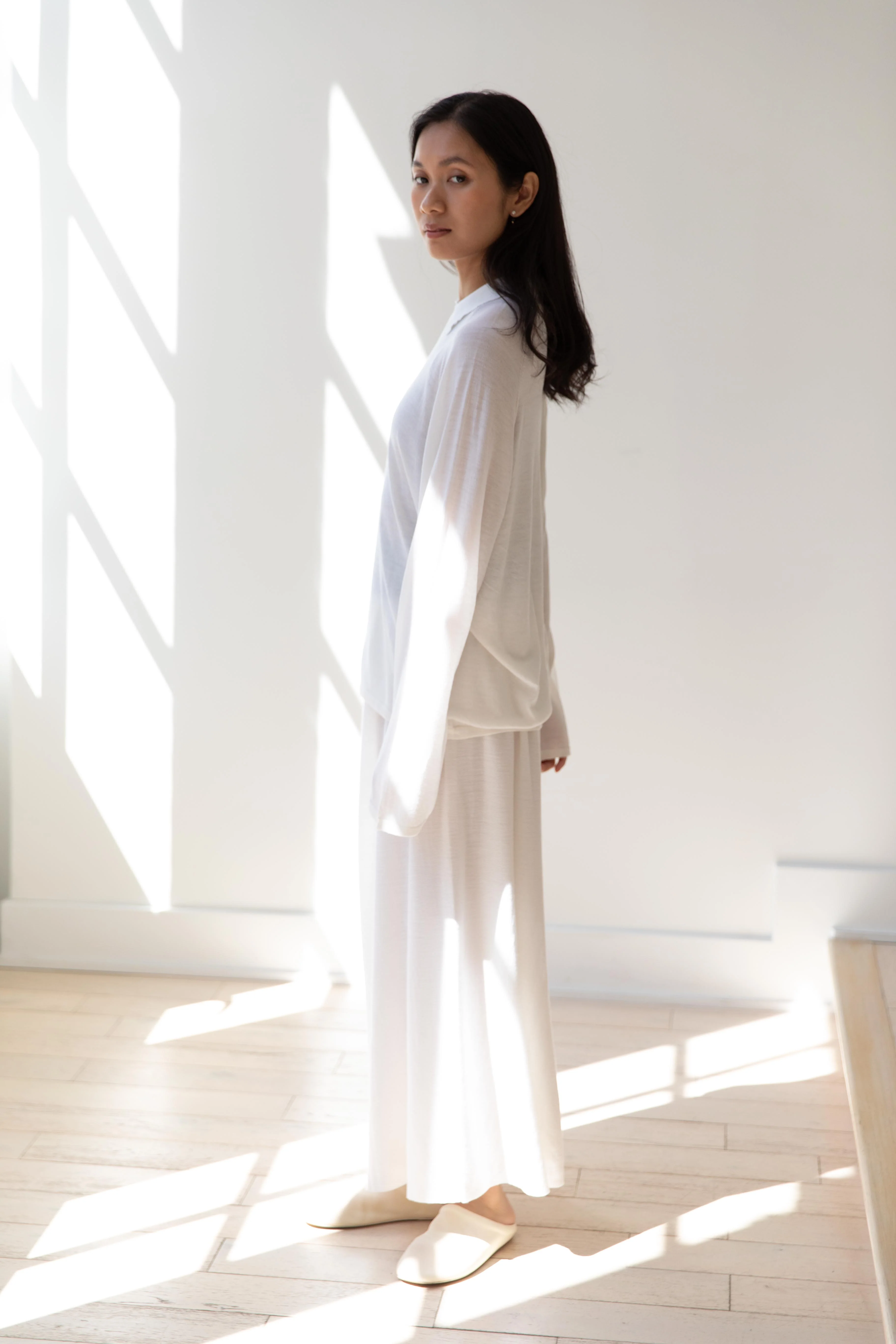 Cancellato Uniform | Light Wool Wide Leg Pants in White - Image 11