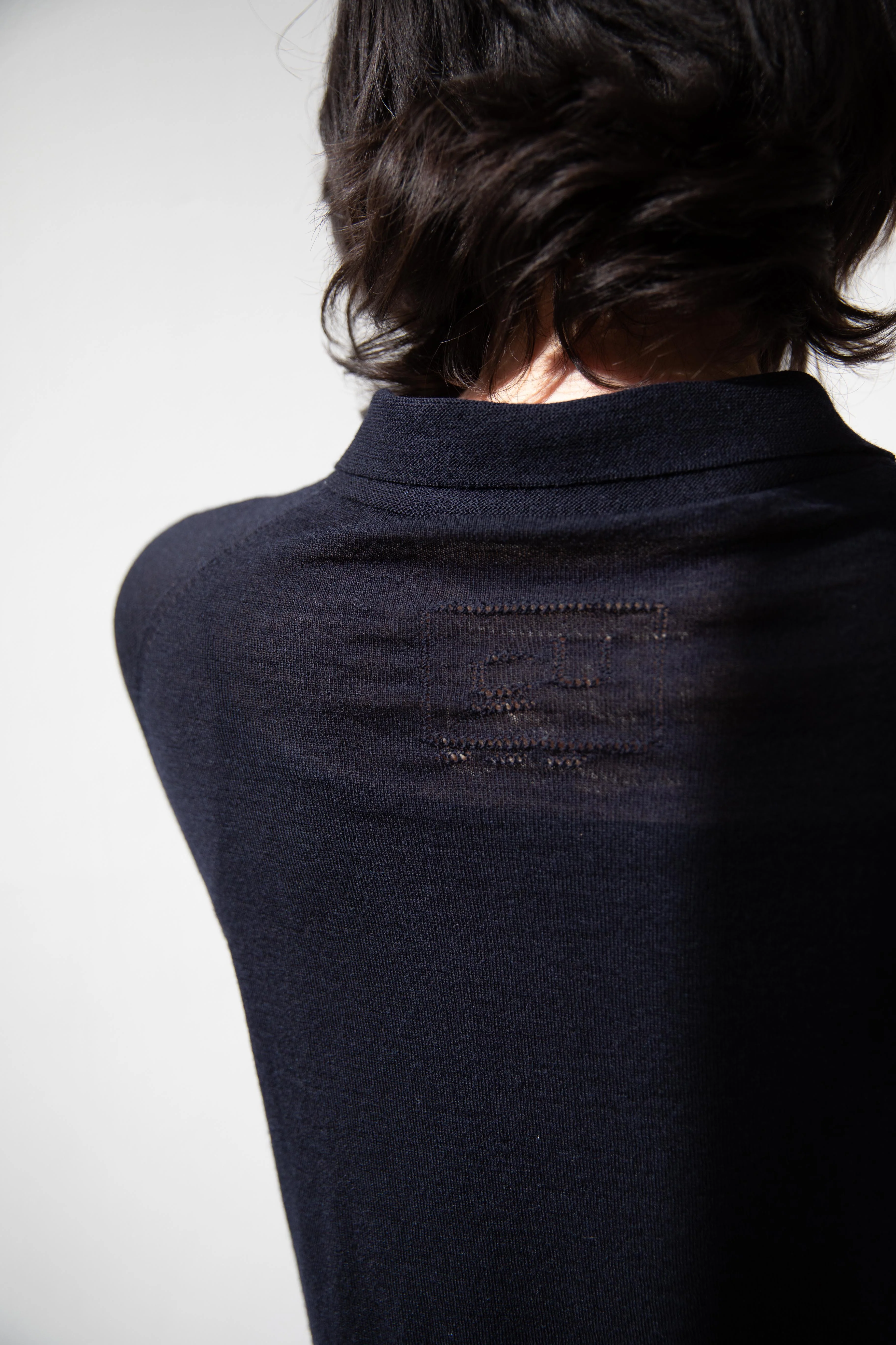 Cancellato Uniform | Light Weight Wool Long Sleeve Polo Shirt in Navy - Image 42