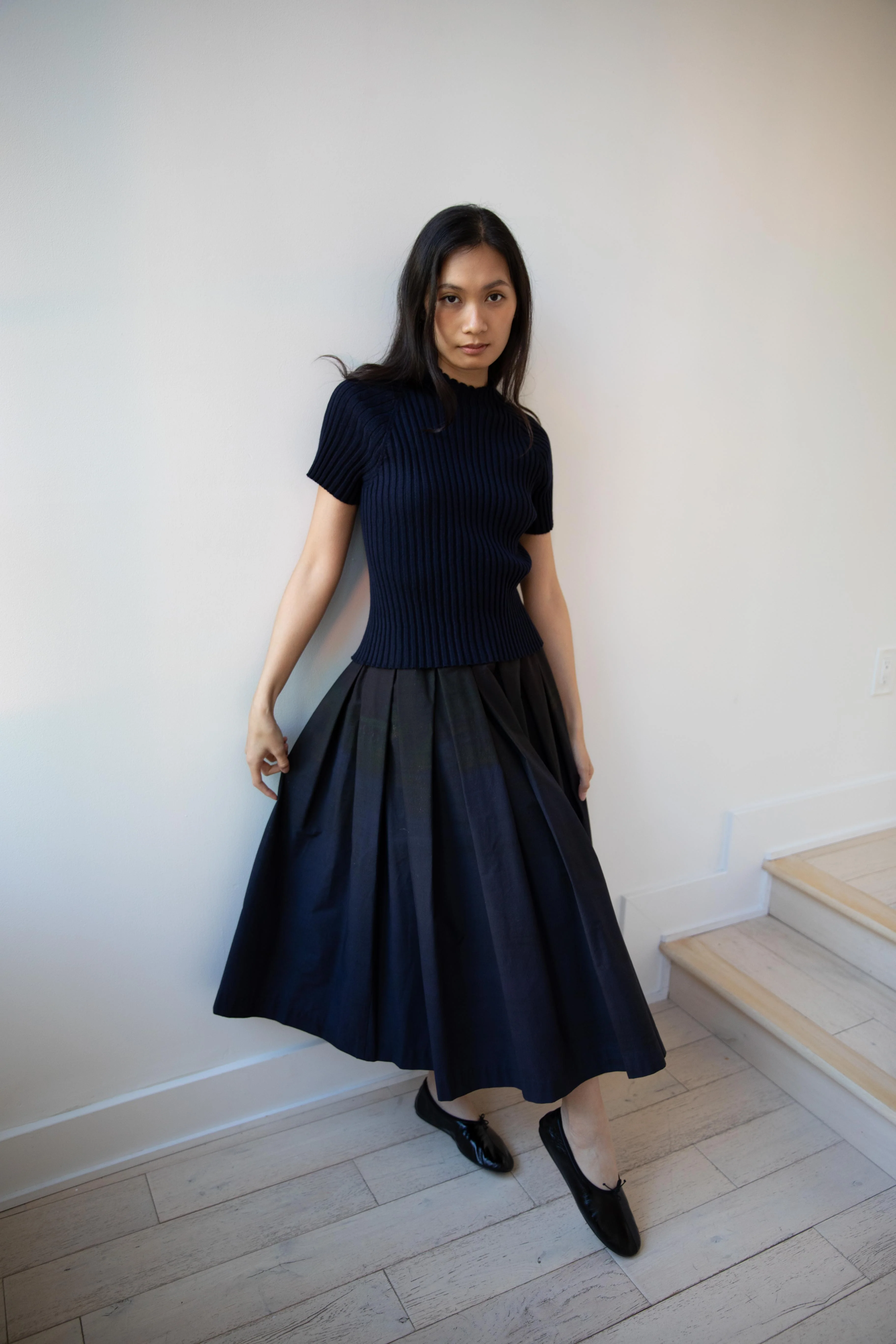 Cancellato Uniform | Ribbed T-Shirt in Navy - Image 36