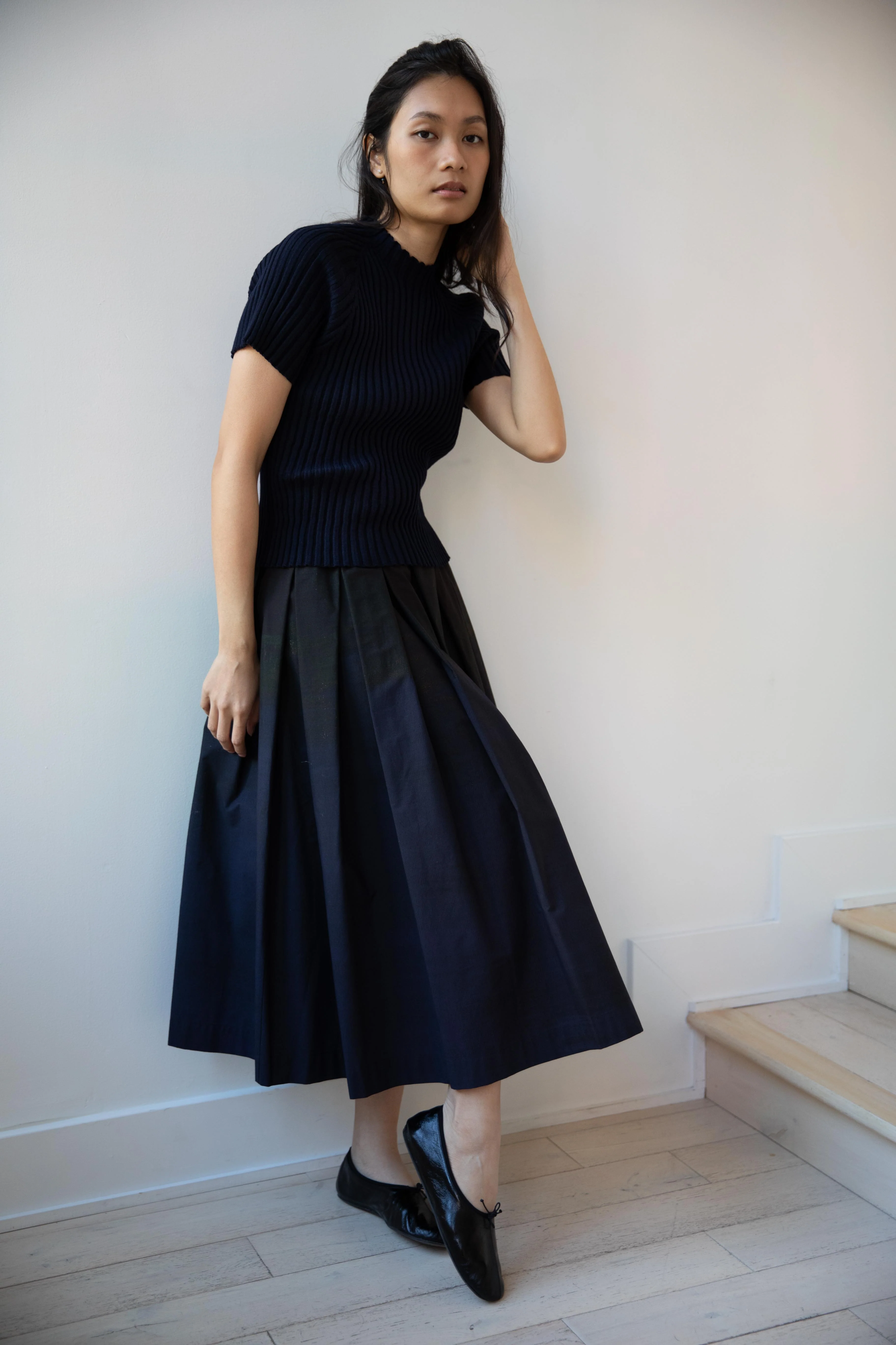 Cancellato Uniform | Ribbed T-Shirt in Navy - Image 41