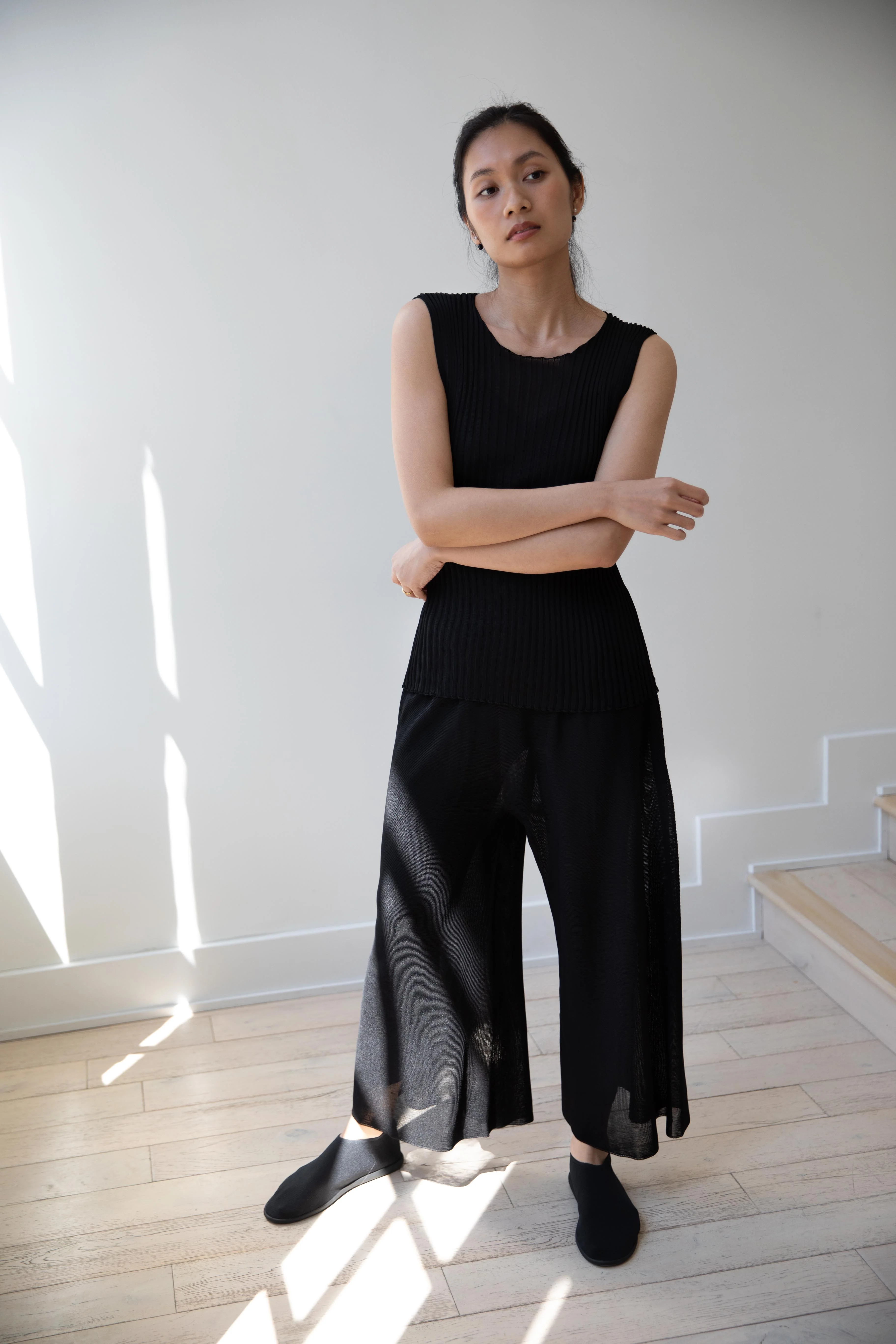 Cancellato Uniform | Viscose Wide Leg Pants in Black - Image 42