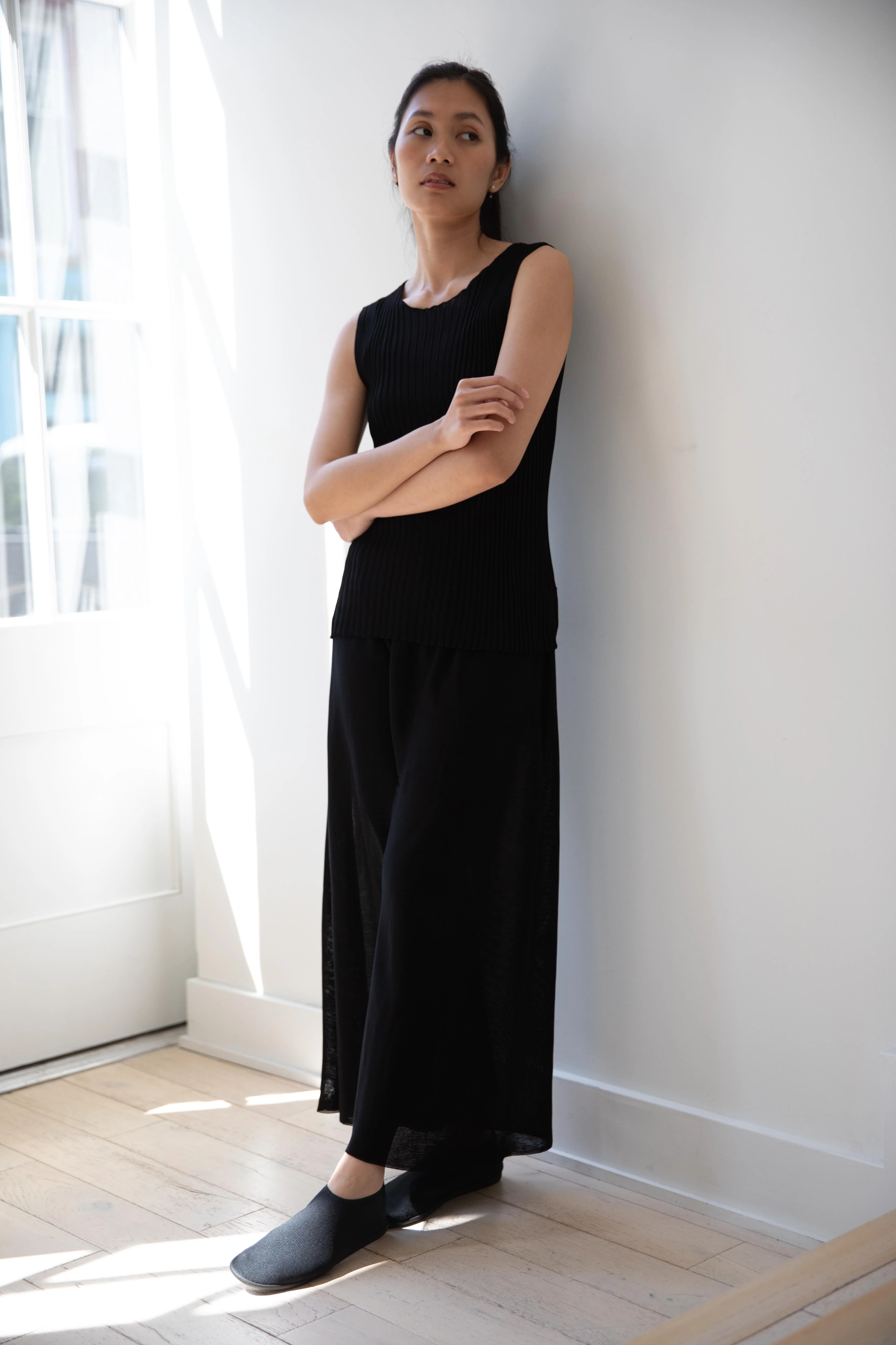 Cancellato Uniform | Viscose Wide Leg Pants in Black - Image 40