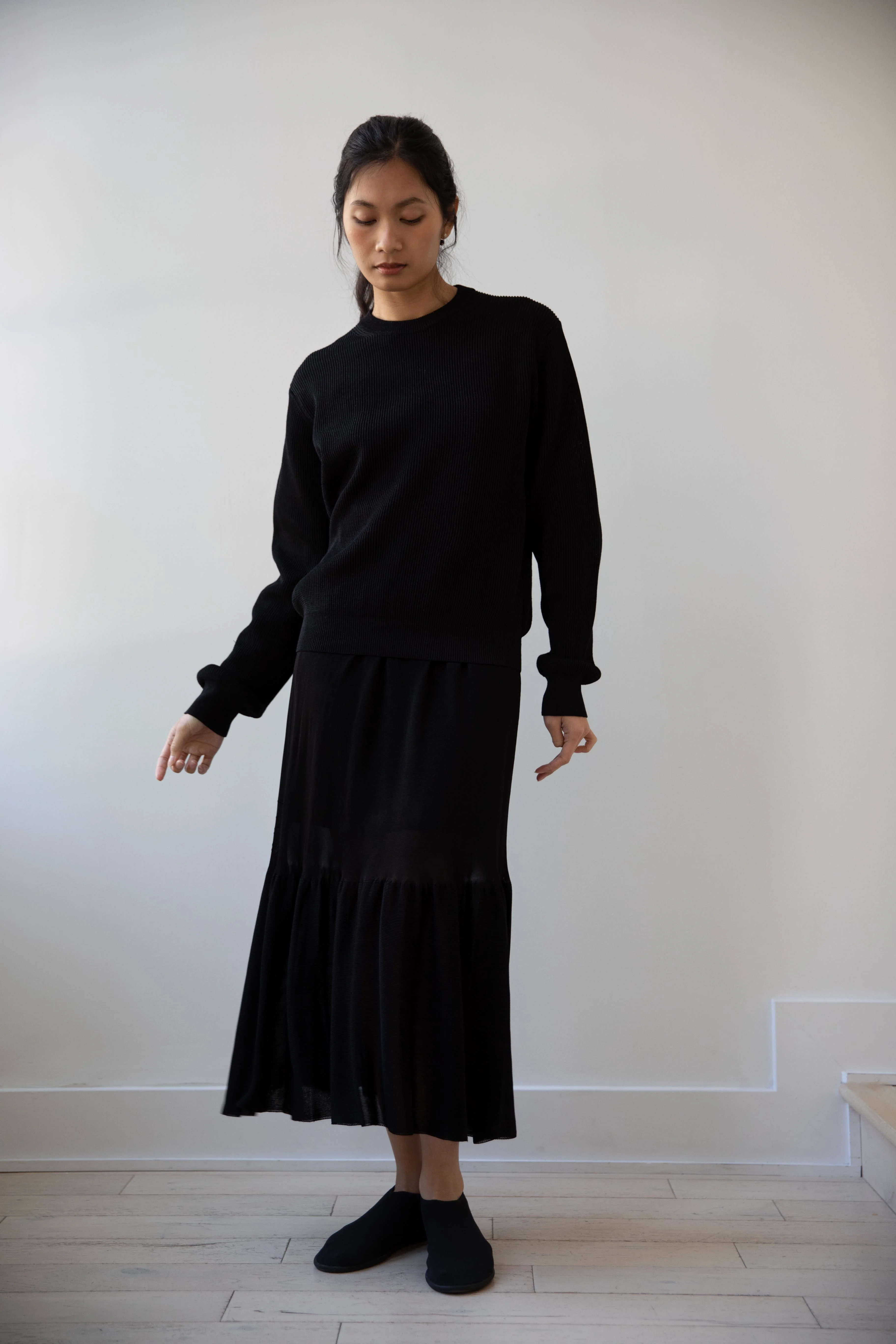 Cancellato Uniform | Viscose Ruffle Skirt in Black - Image 18