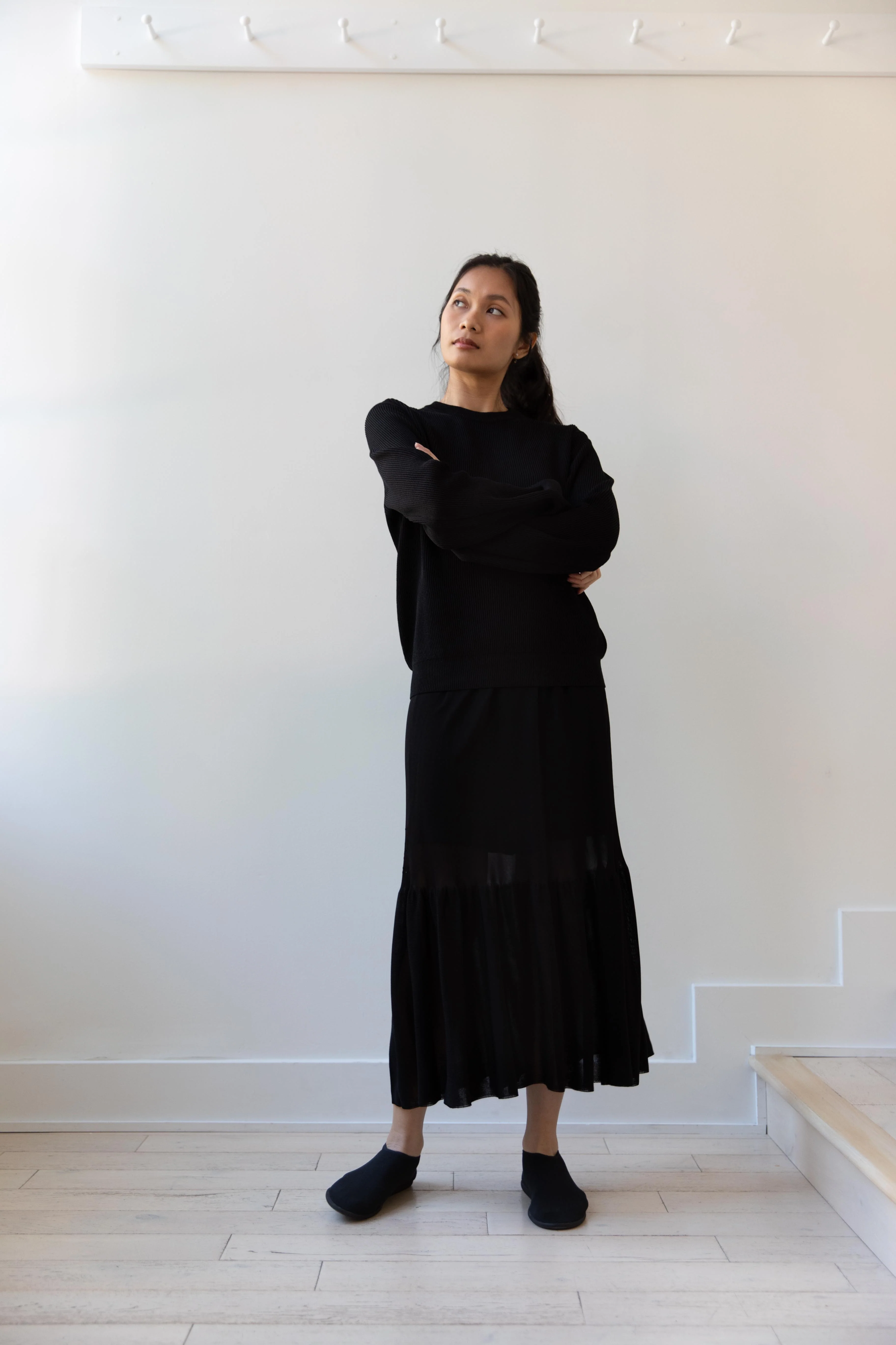 Cancellato Uniform | Viscose Ruffle Skirt in Black - Image 19