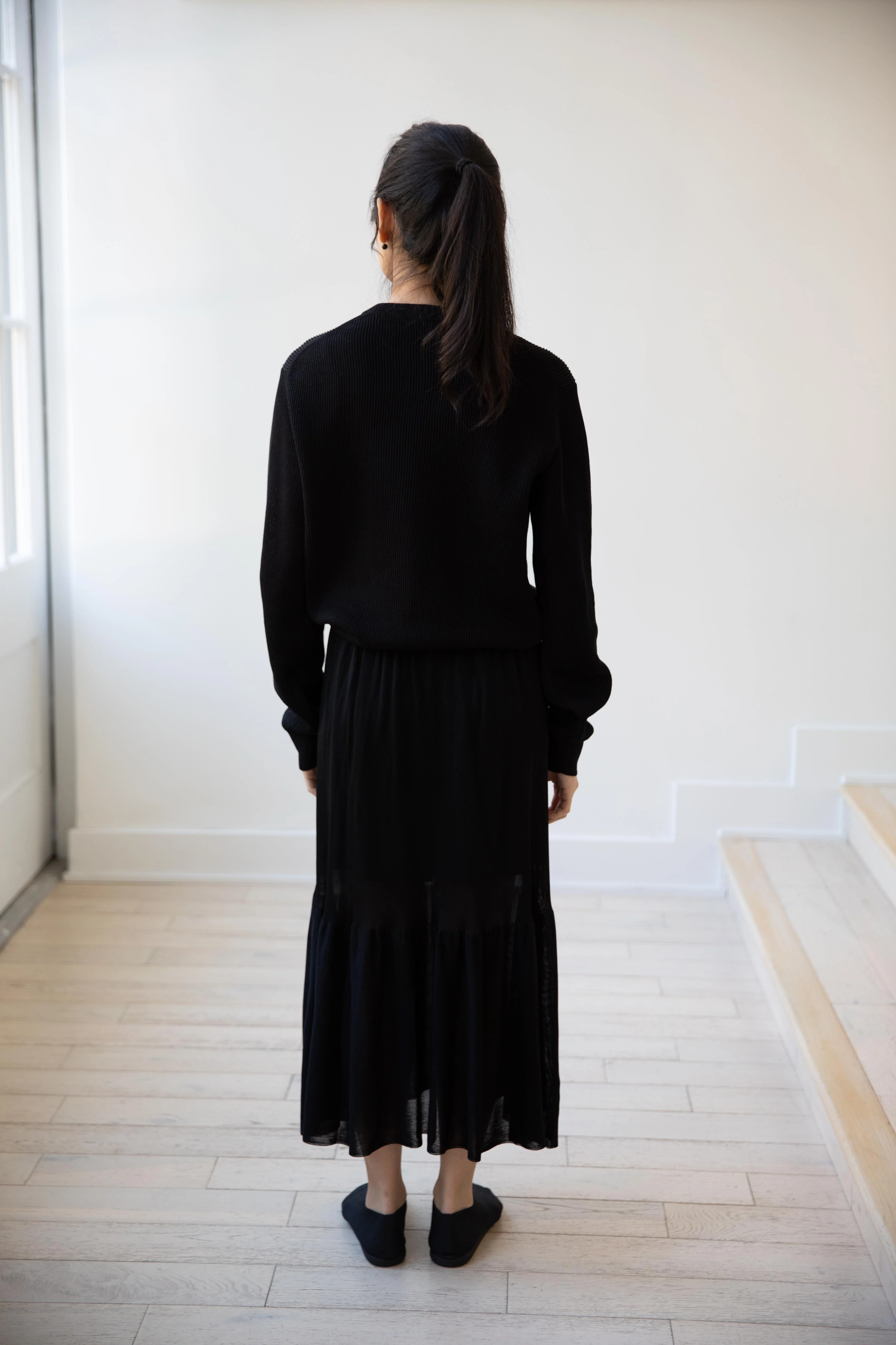 Cancellato Uniform | Viscose Ruffle Skirt in Black - Image 28