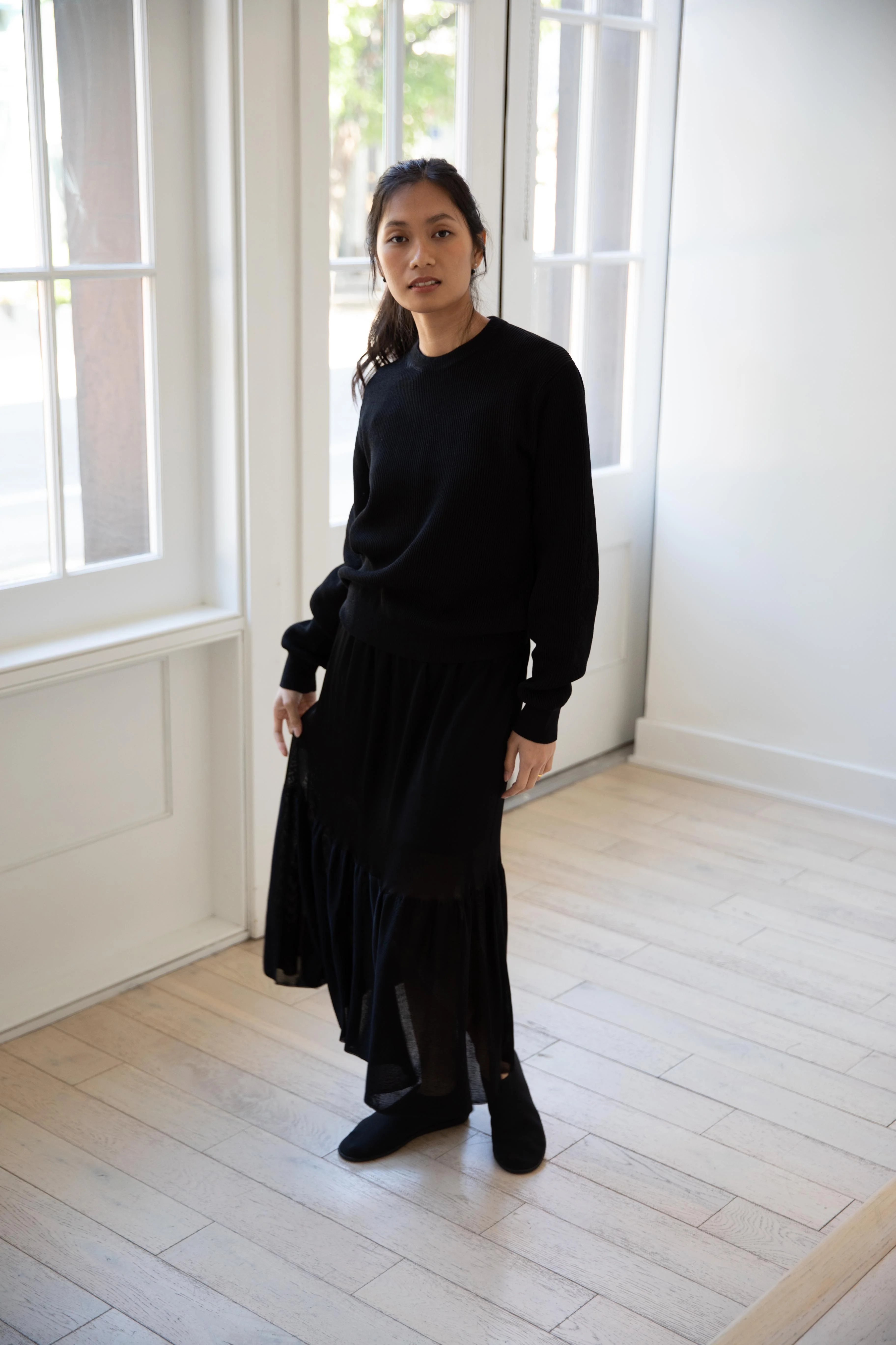 Cancellato Uniform | Viscose Ruffle Skirt in Black - Image 31