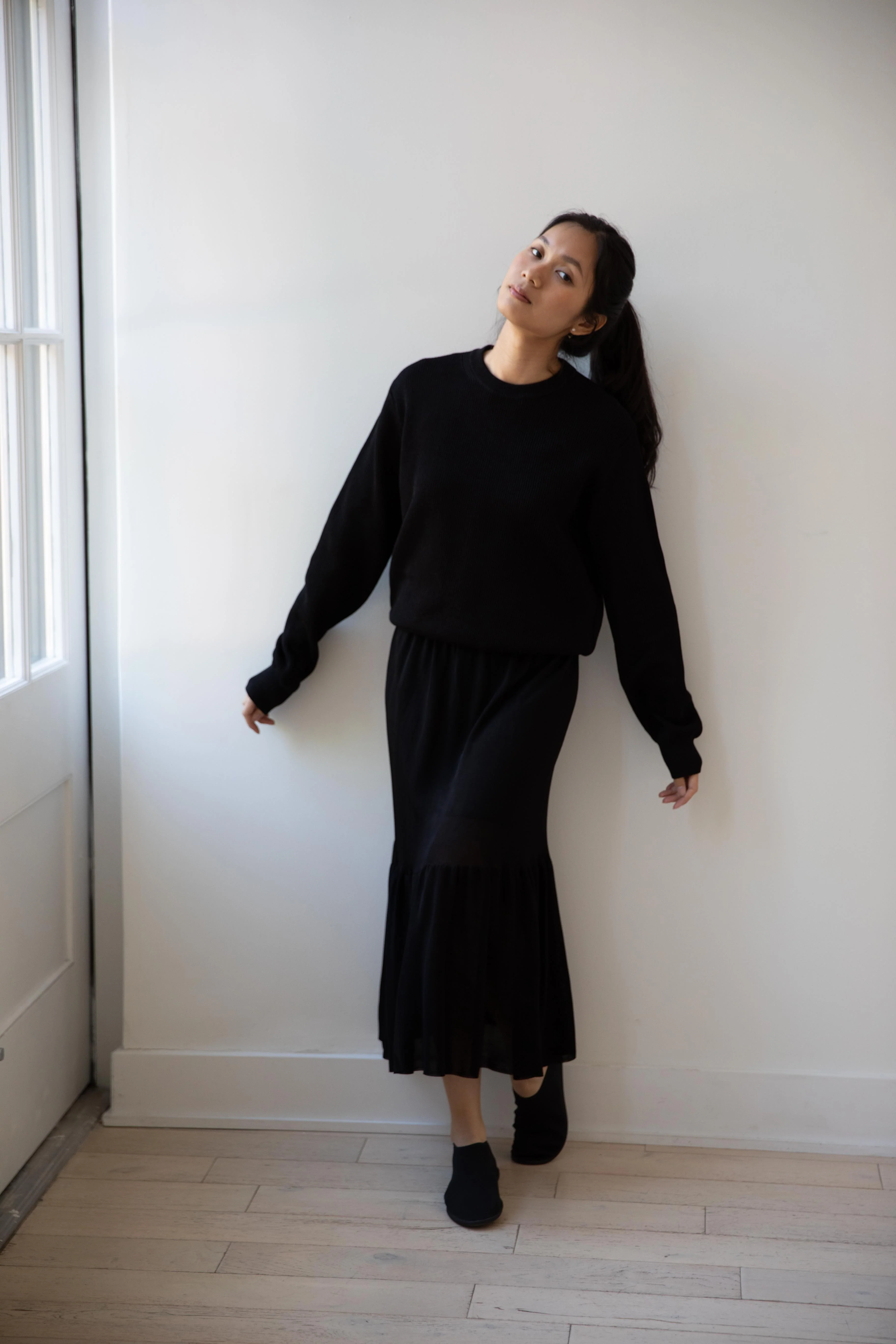 Cancellato Uniform | Viscose Ruffle Skirt in Black - Image 9