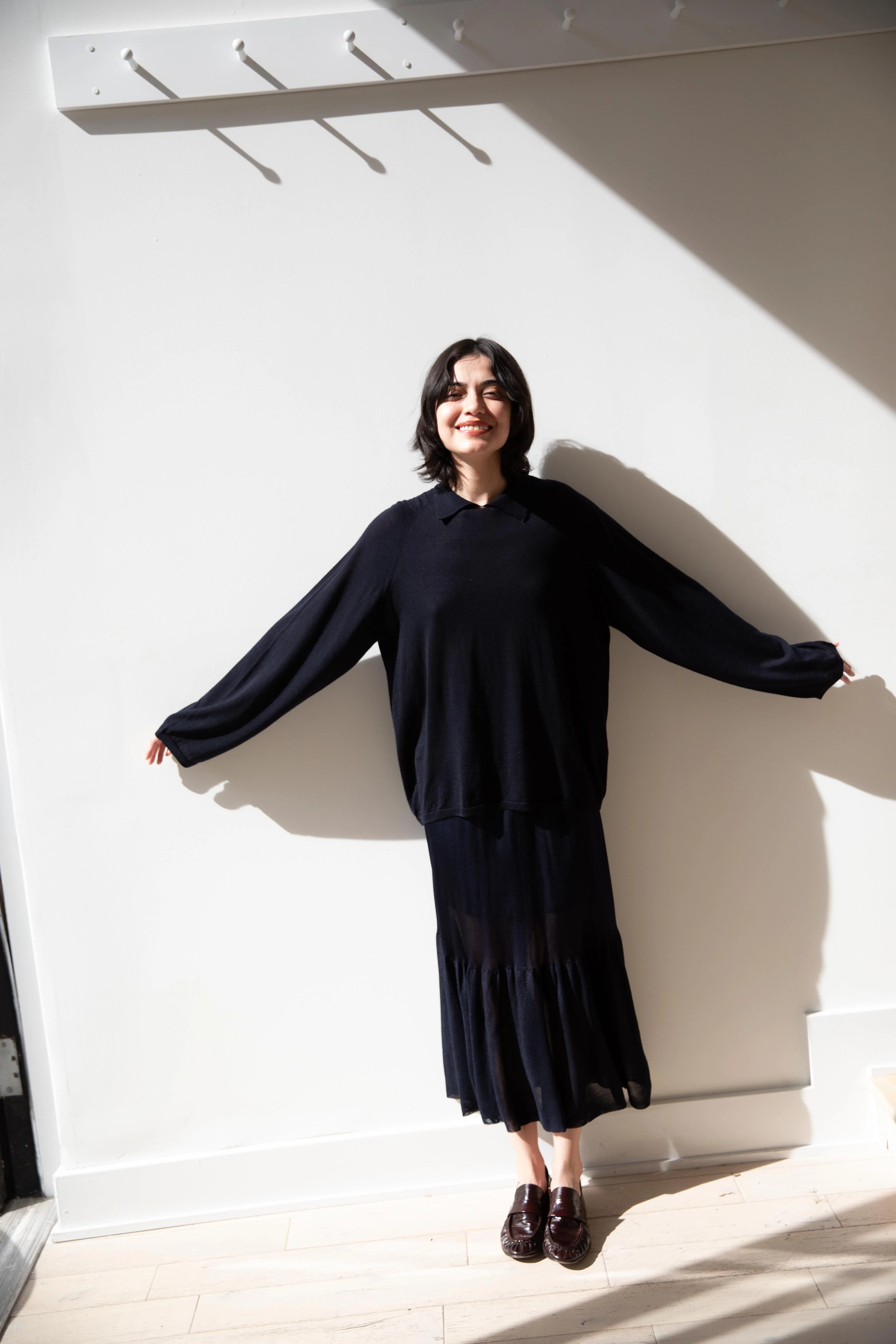 Cancellato Uniform | Viscose Ruffle Skirt in Navy - Image 11
