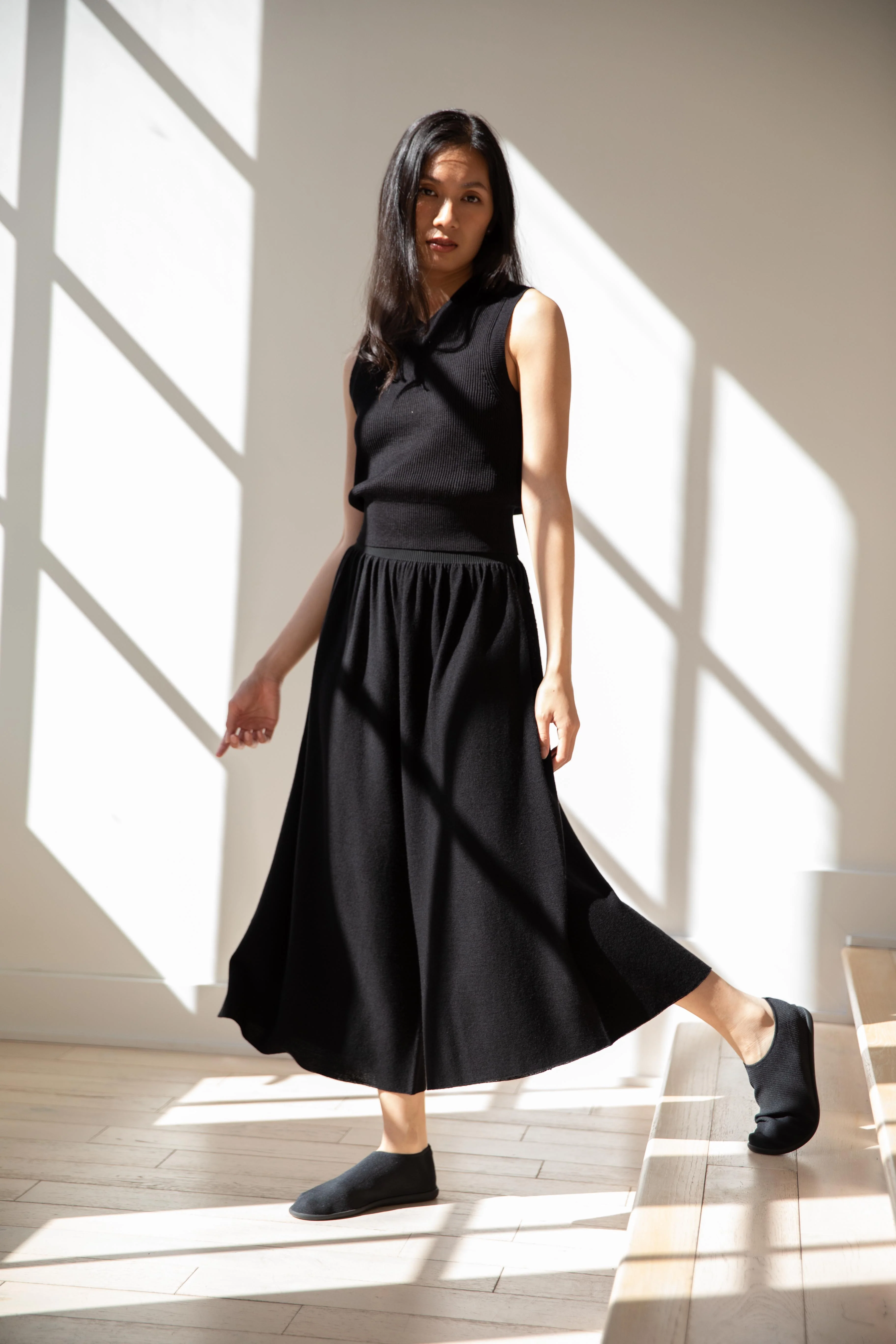 Cancellato Uniform | Light Wool Wide Leg Pants in Black - Image 22