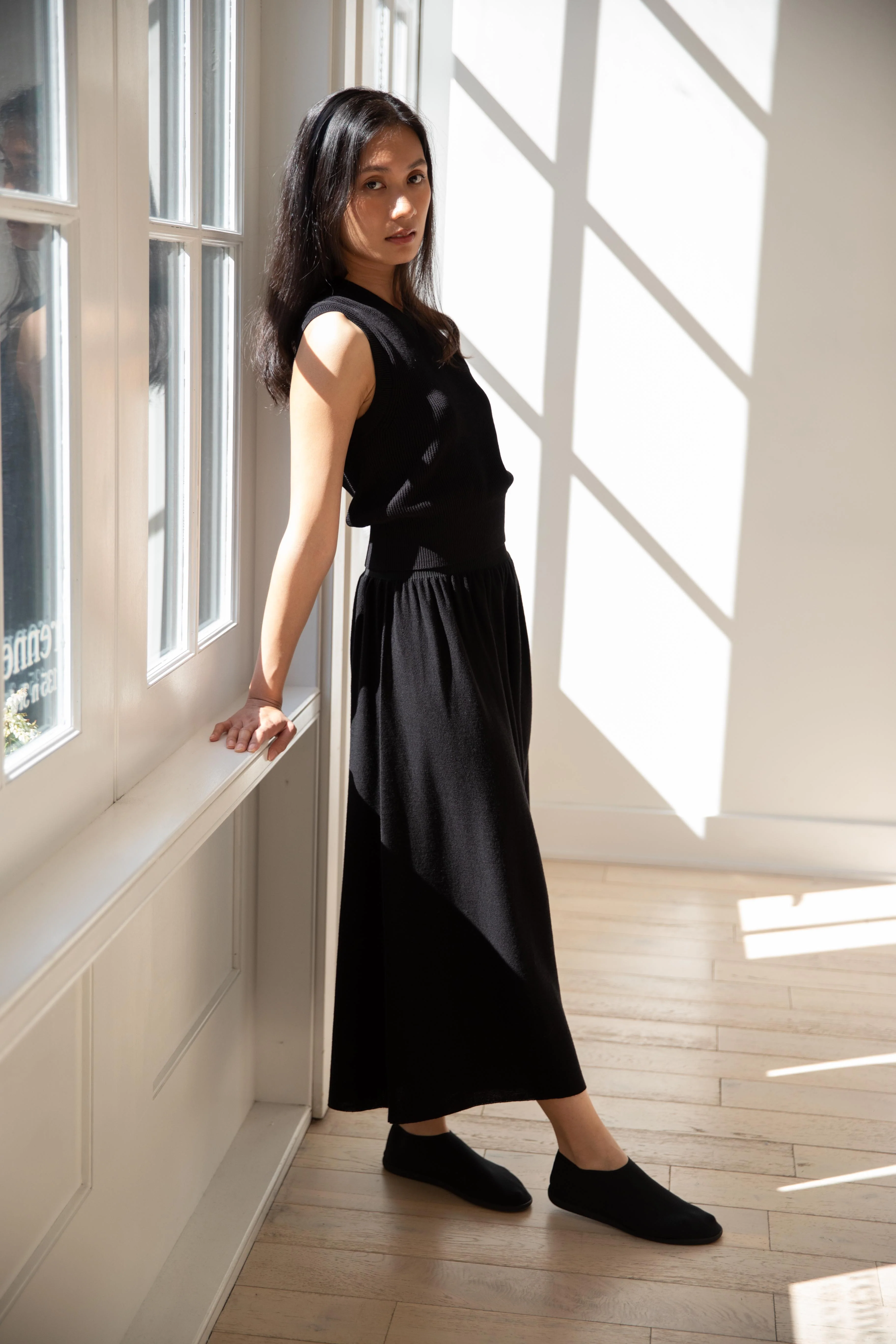 Cancellato Uniform | Light Wool Wide Leg Pants in Black - Image 26